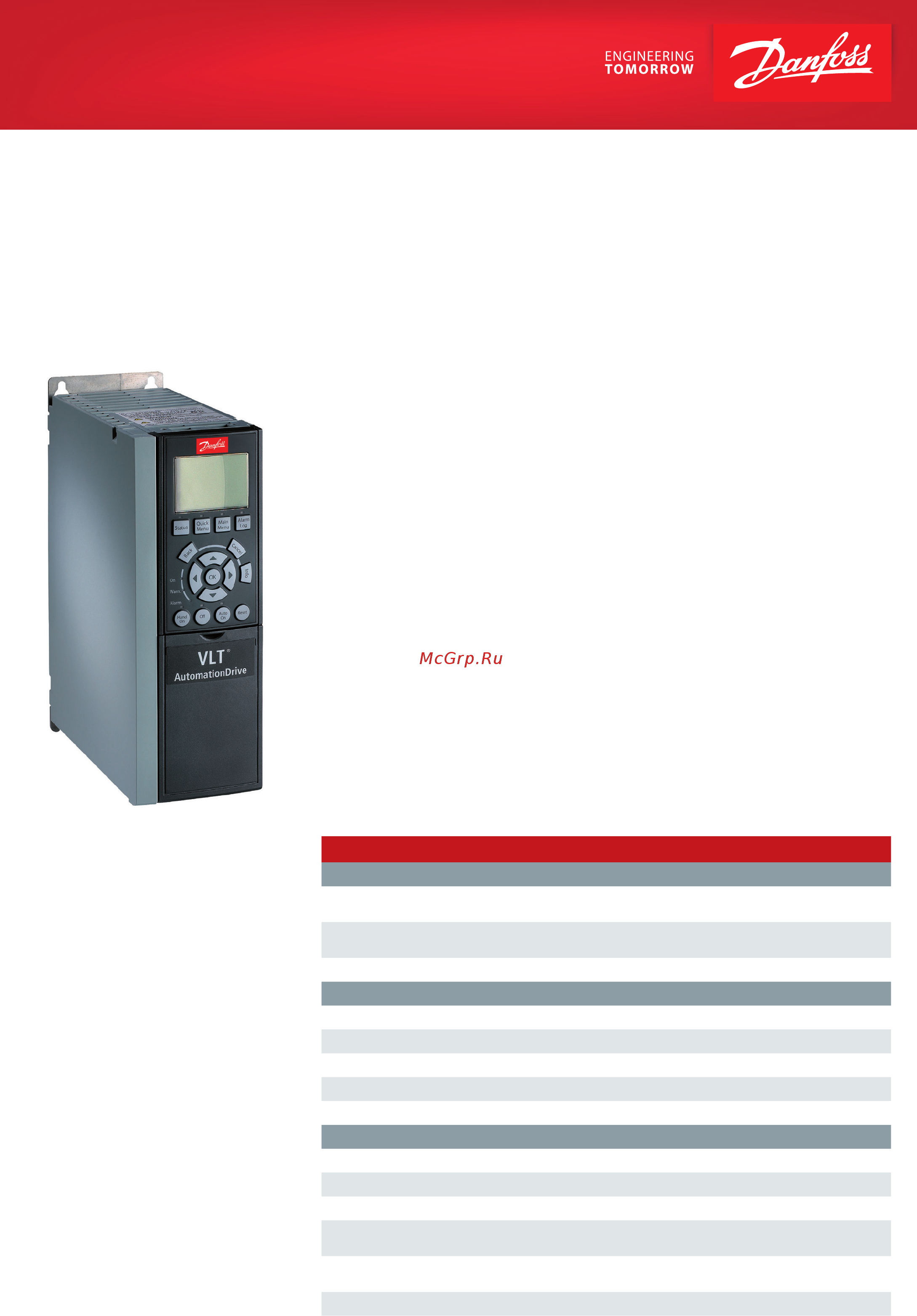 Danfoss VLT Automation Drive FC-301P1K5T2 Листовка онлайн