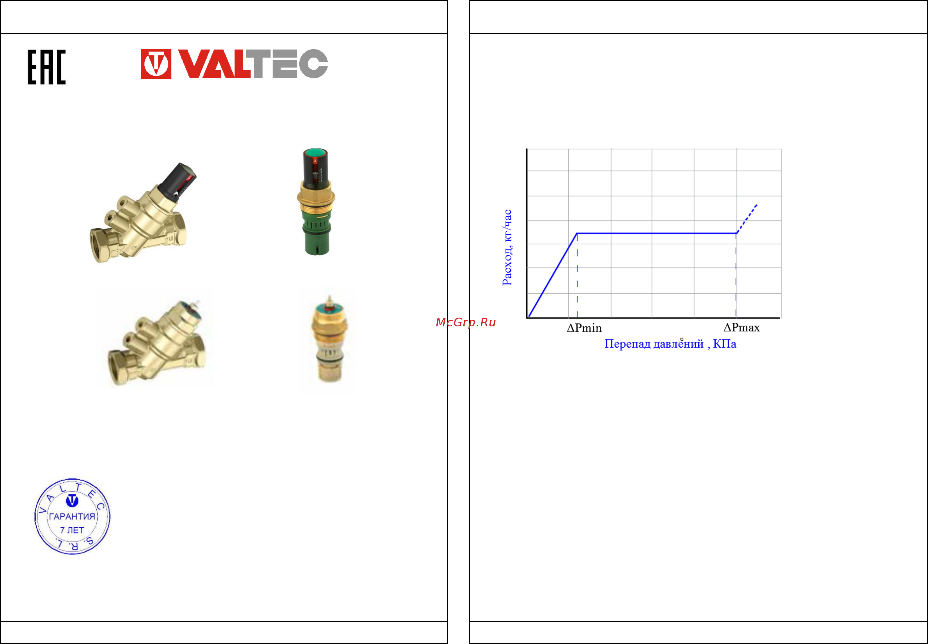 Valtec VT.PICV.G.04 Технический паспорт онлайн