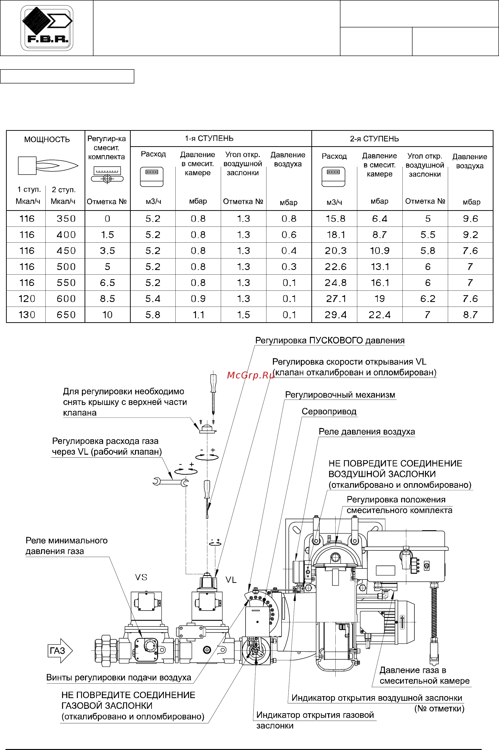 F.B.R. GAS P 100/M CE TL + R. CE-CT D2