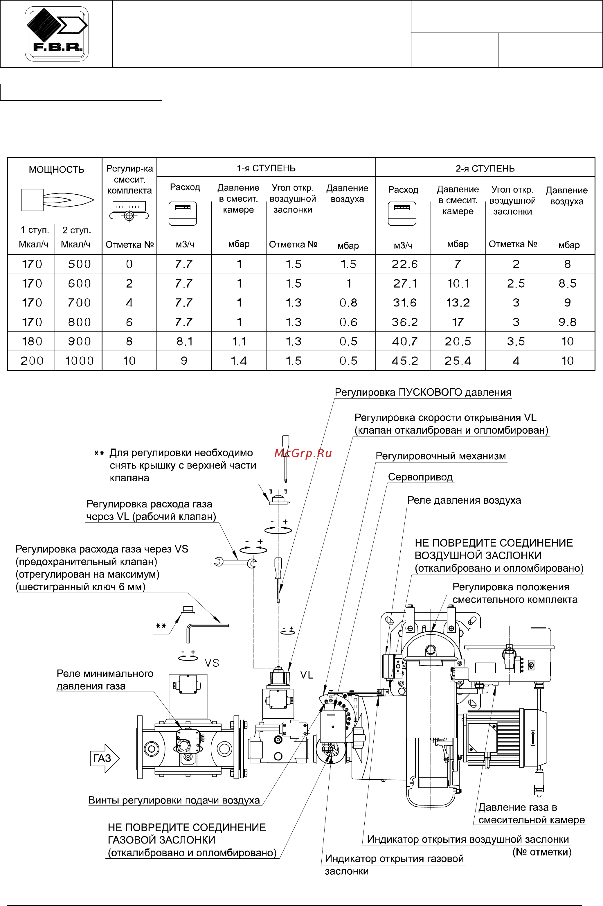 F.B.R. GAS P 100/M CE TL + R. CE-CT D2