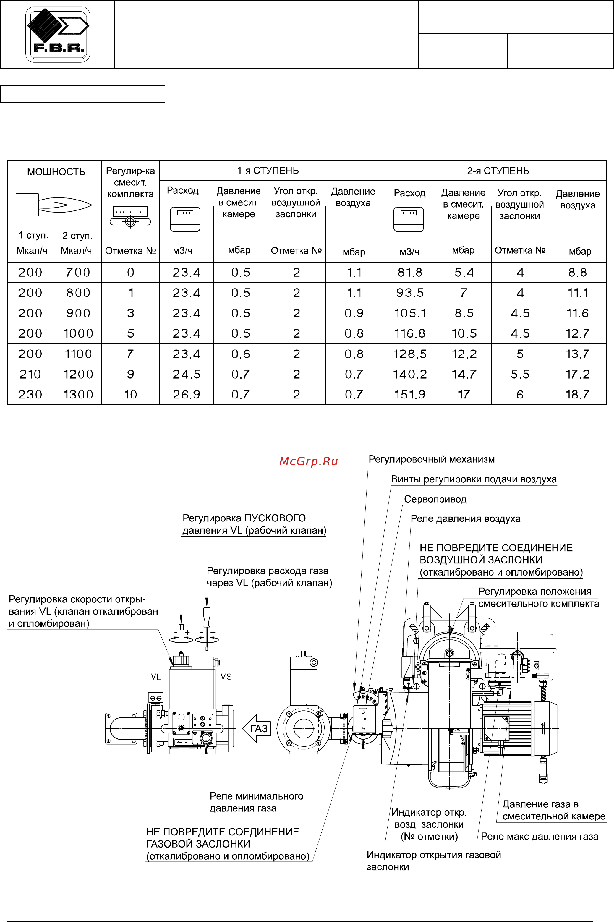 F.B.R. GAS P 100/M CE TL + R. CE-CT D2