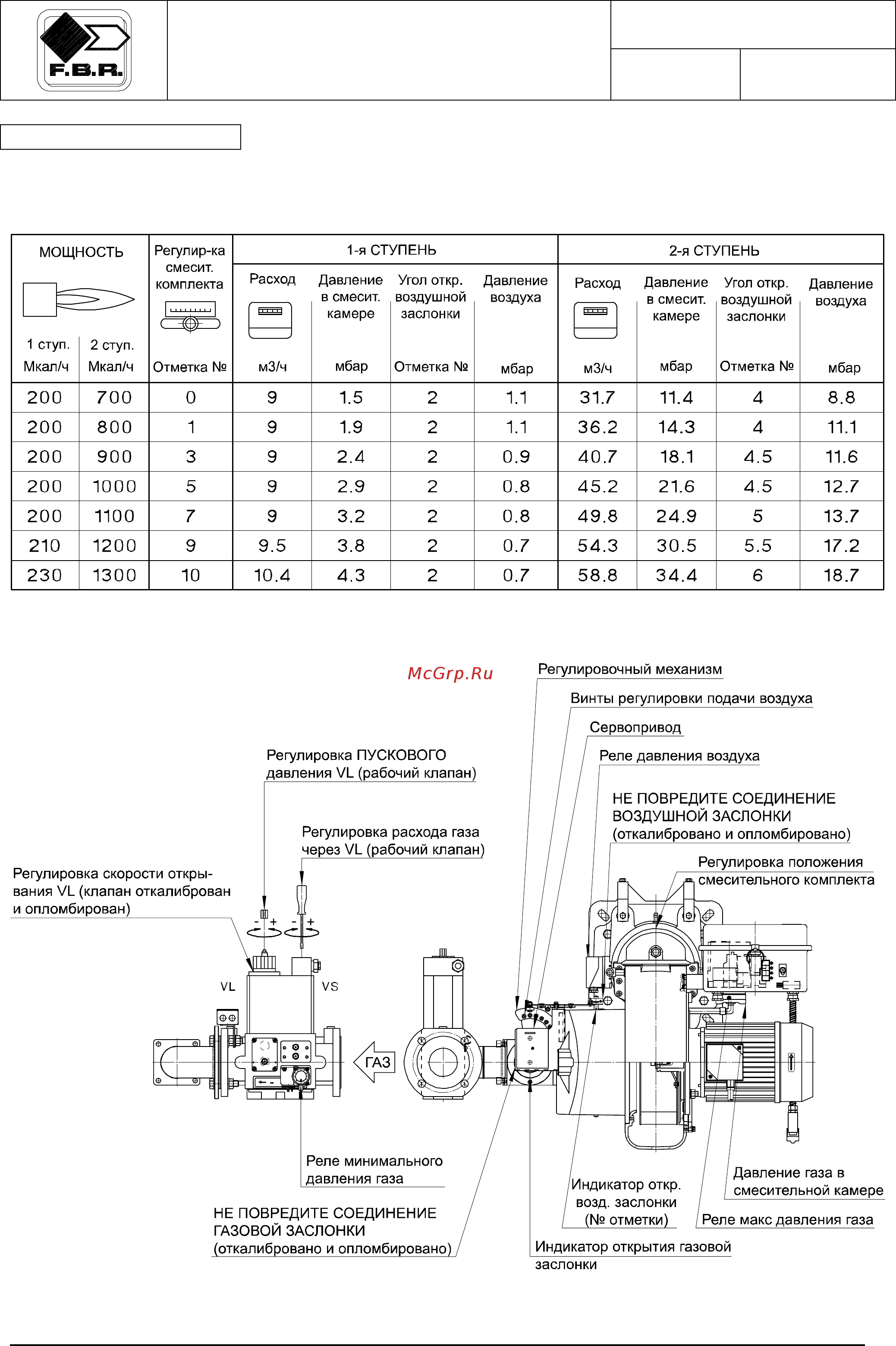 F.B.R. GAS P 100/M CE TC + R. CE DN65-FS65 Инструкция по эксплуатации онлайн [20/20] 457007