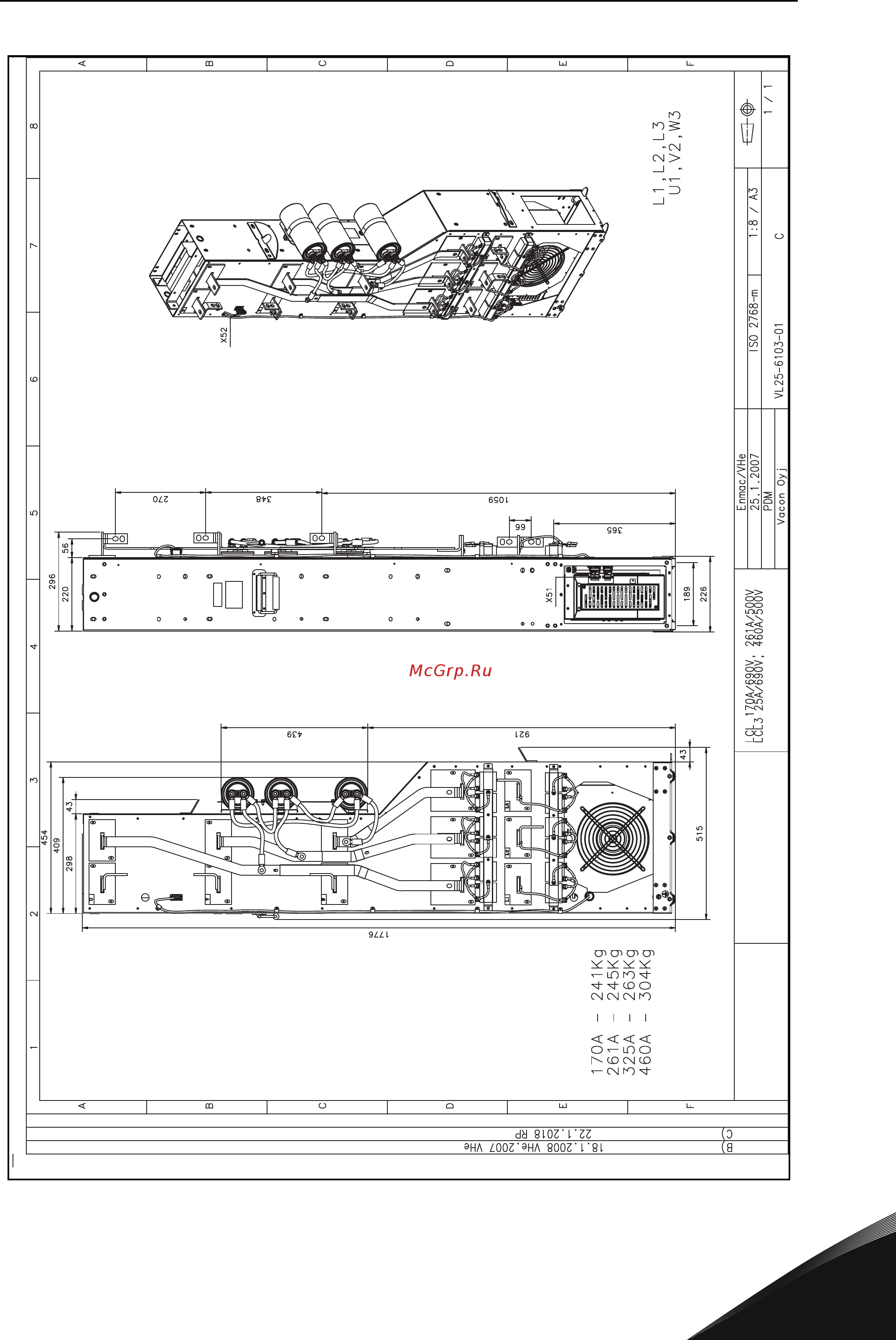 Vacon NXP 0048 2A2H1SSS [119/127] Масса