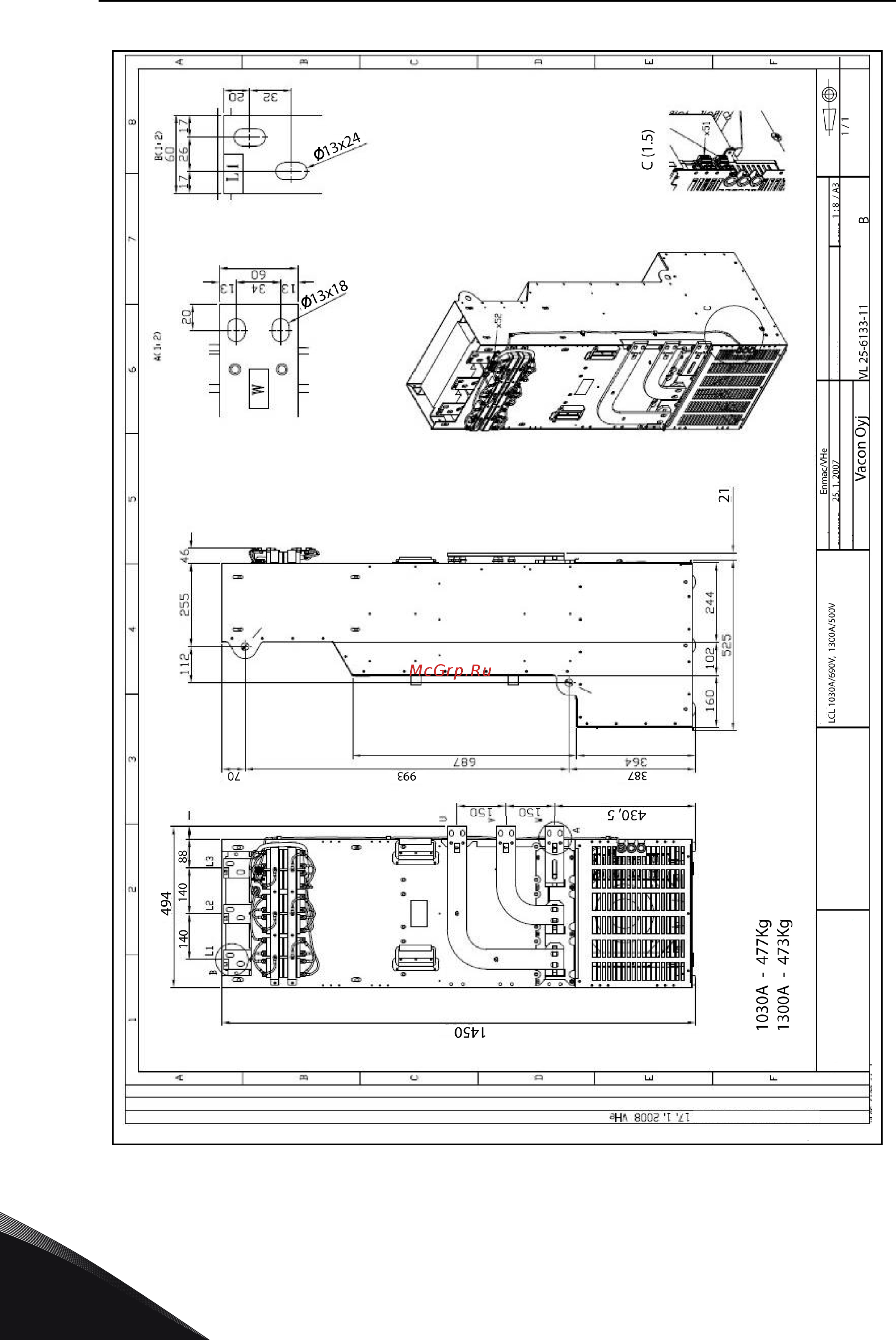 Vacon NXP 0048 2A2H1SSS [120/127] Масса