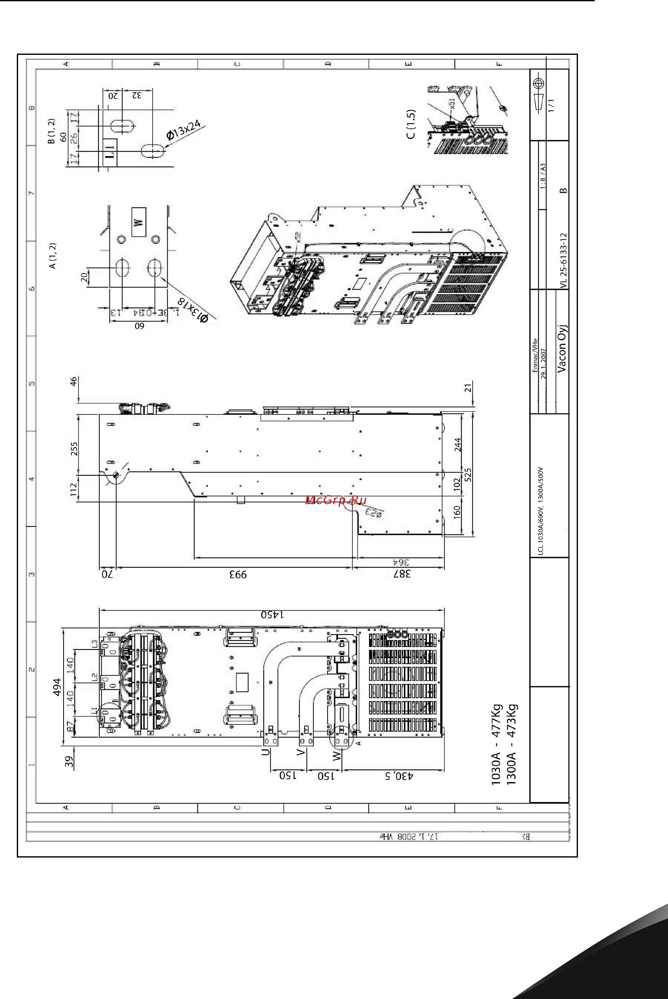 Vacon NXP 0170 2A2H0SSS [121/127] Масса