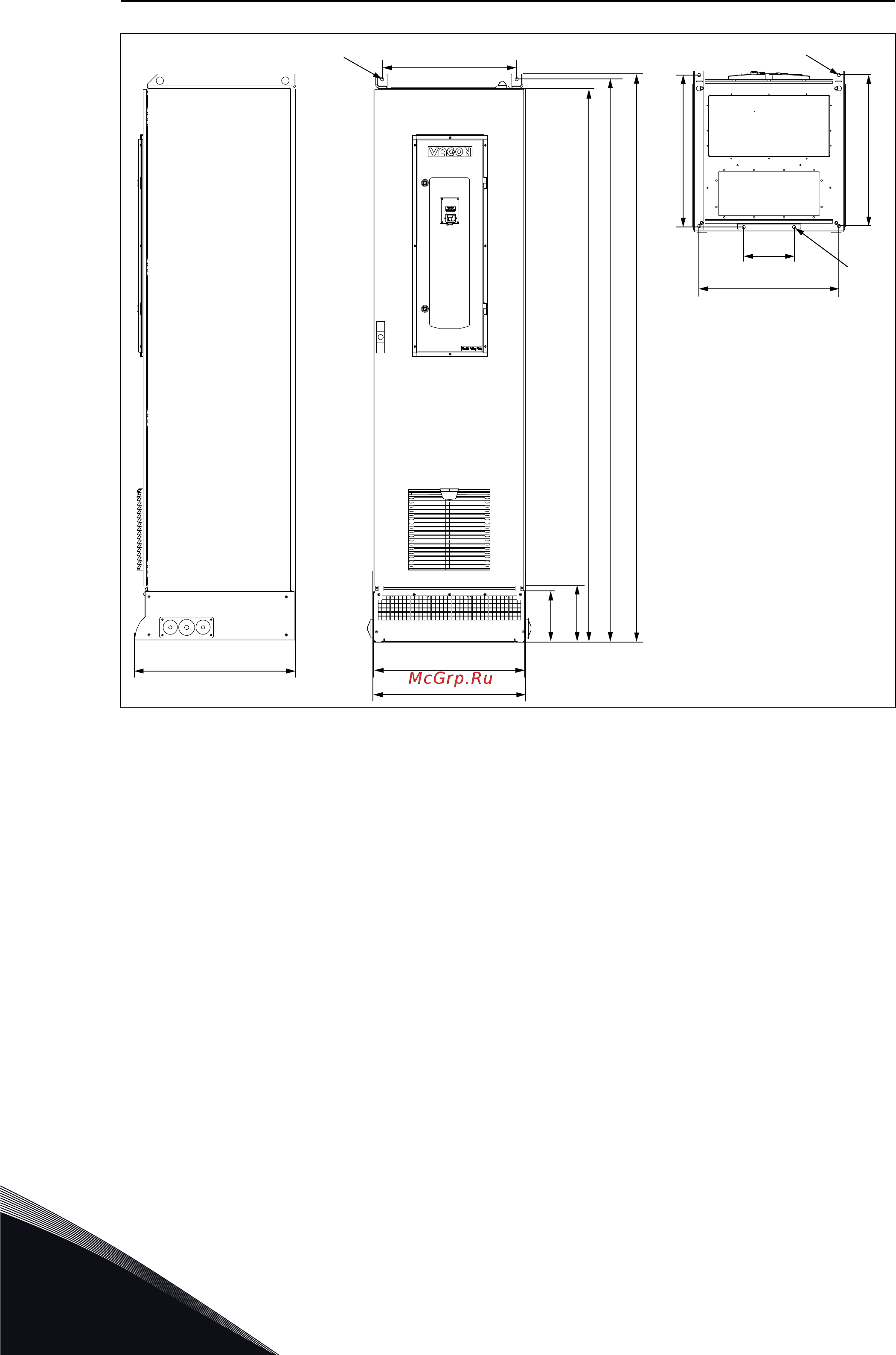 Vacon VACON0100-3L-0087-5-FLOW+IP54 [28/136] Рис 10 габариты шкафа по умолчанию mr9 и mr10 мм nam