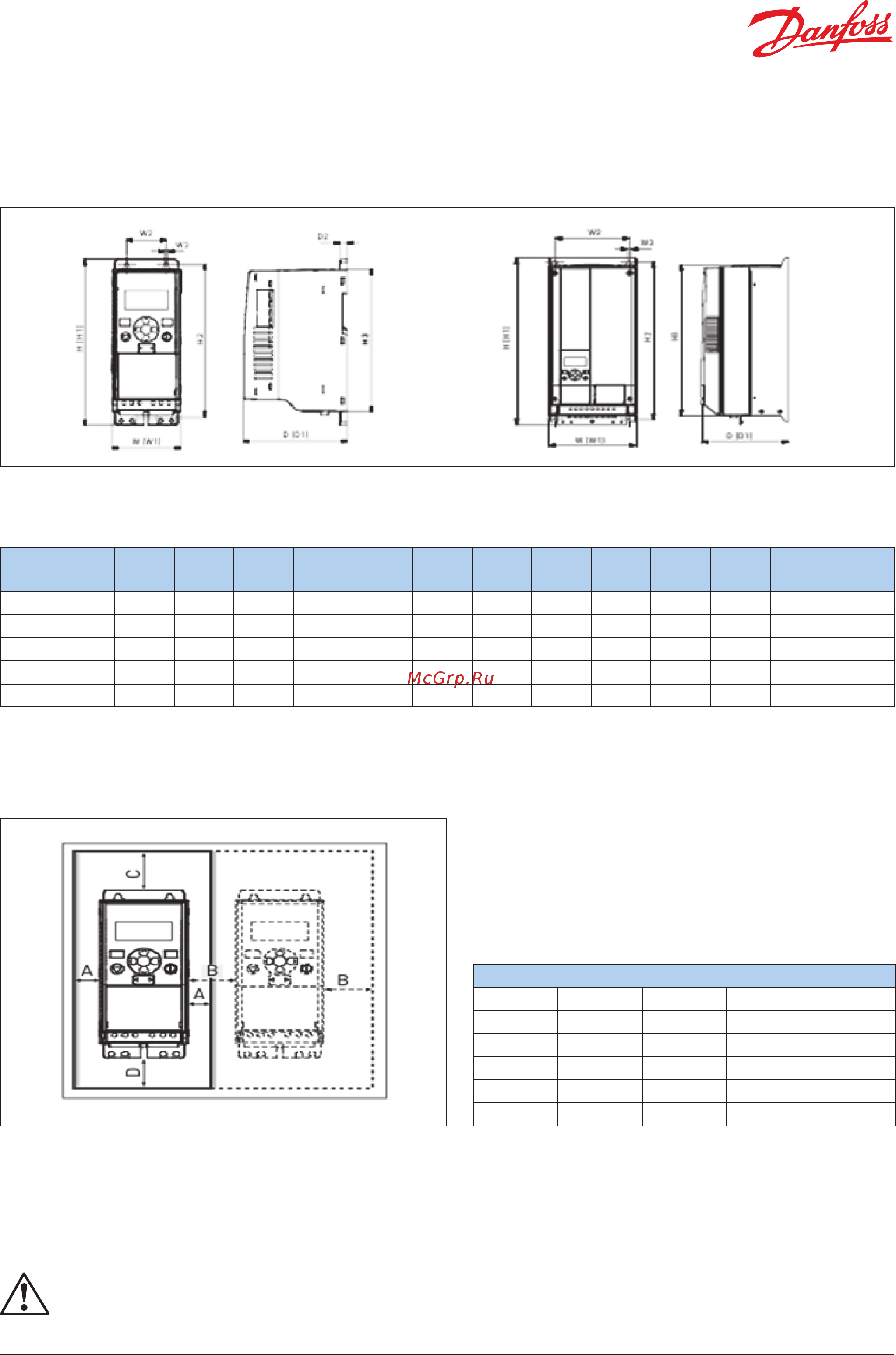 Vacon VACON0020-3L-0017-2 [4/20] Внимание установка приводов mi1 mi вплотную друг к другу допускается только при рабочей температуре окружающего воздуха не более 40 c для mi4 mi5 плотная установка приводов рядом не допускается