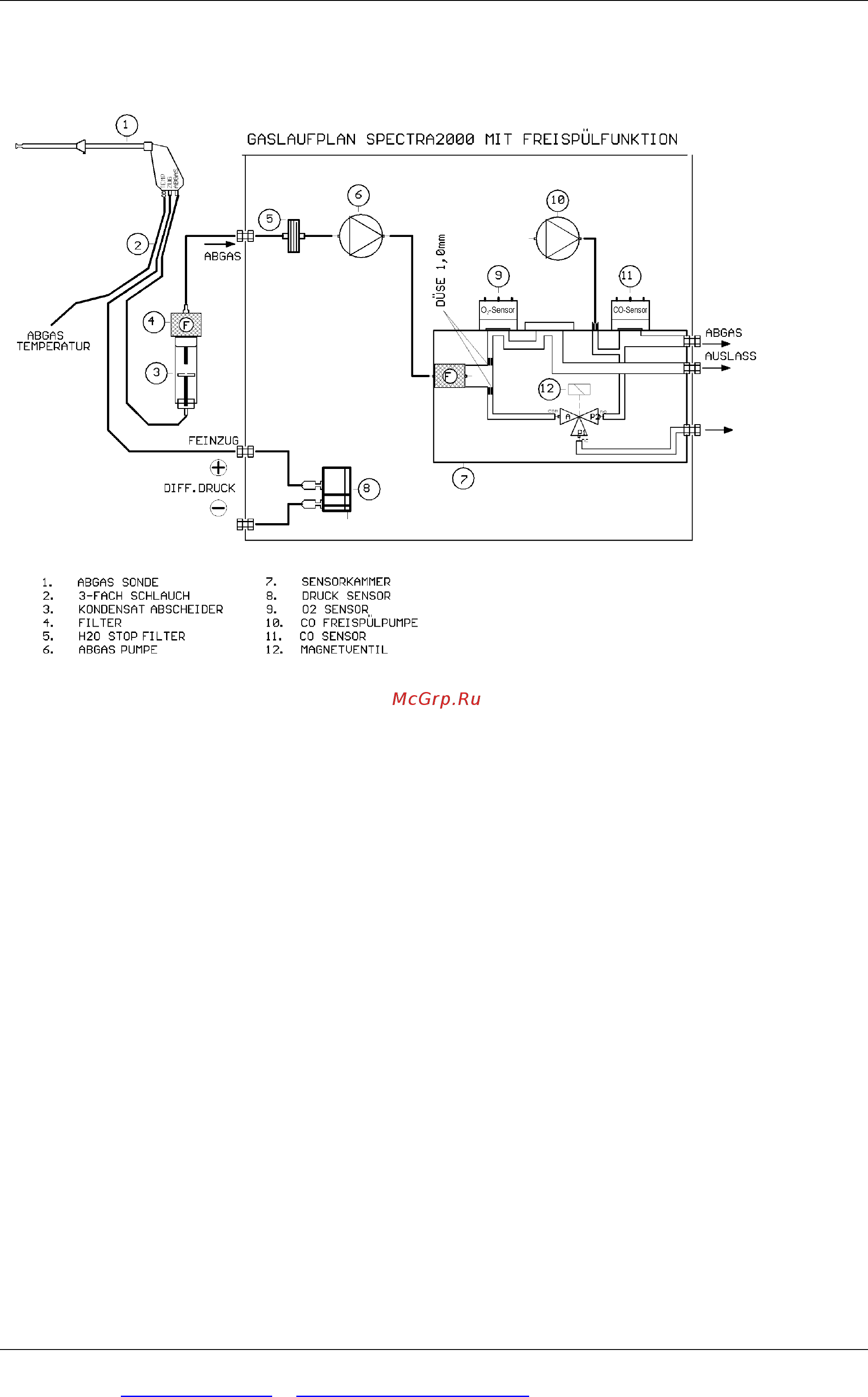 MRU SPECTRA 2000 [12/30] Функциональная схема тока газа