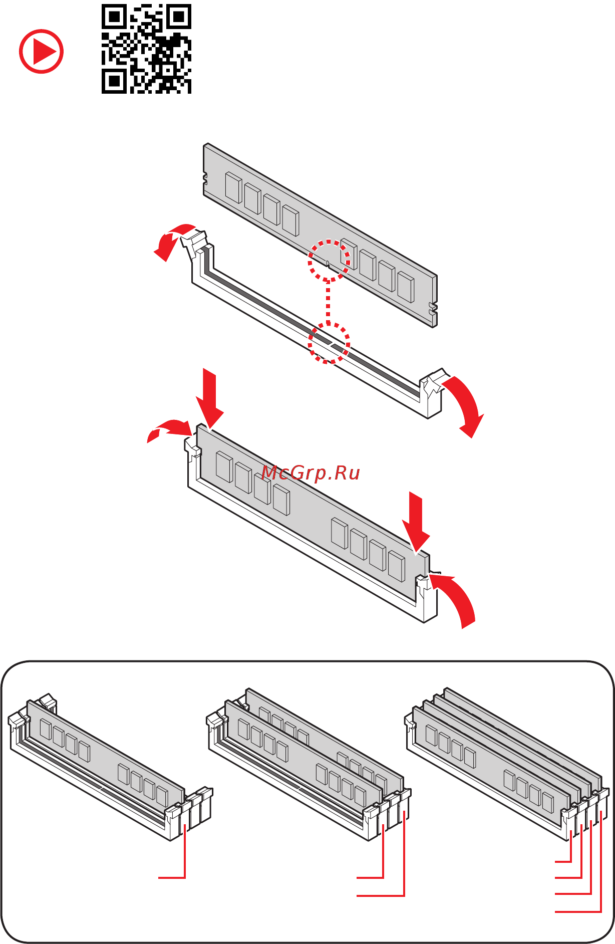 MSI MEG X570 ACE [4/224] Installing ddr4 memory installation des ddr4 speichers installer une mémoire ddr4 установка памяти ddr4