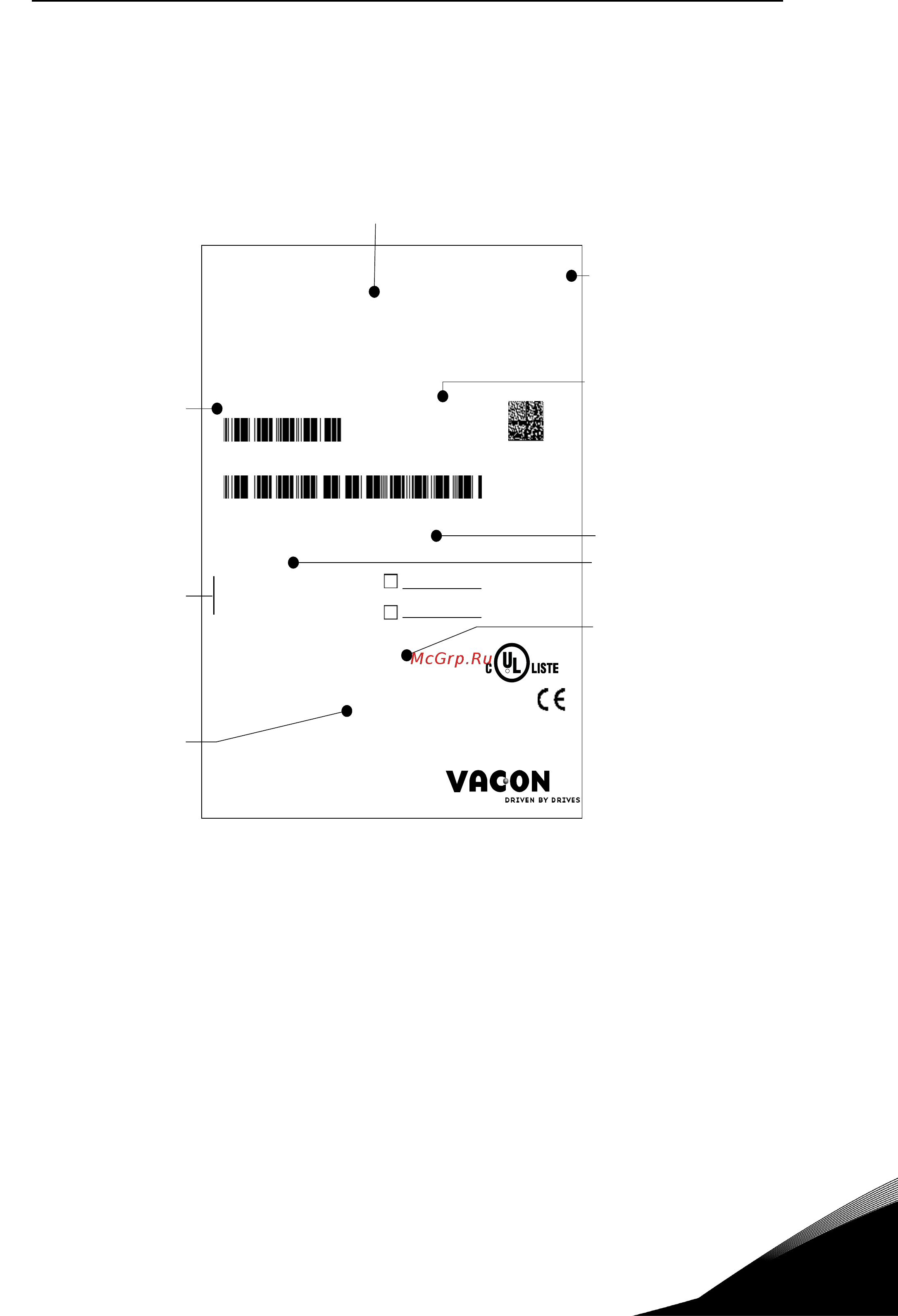 Vacon VACON0100-3L-0072-4-X [17/120] Рисунок 8 этикетка vacon