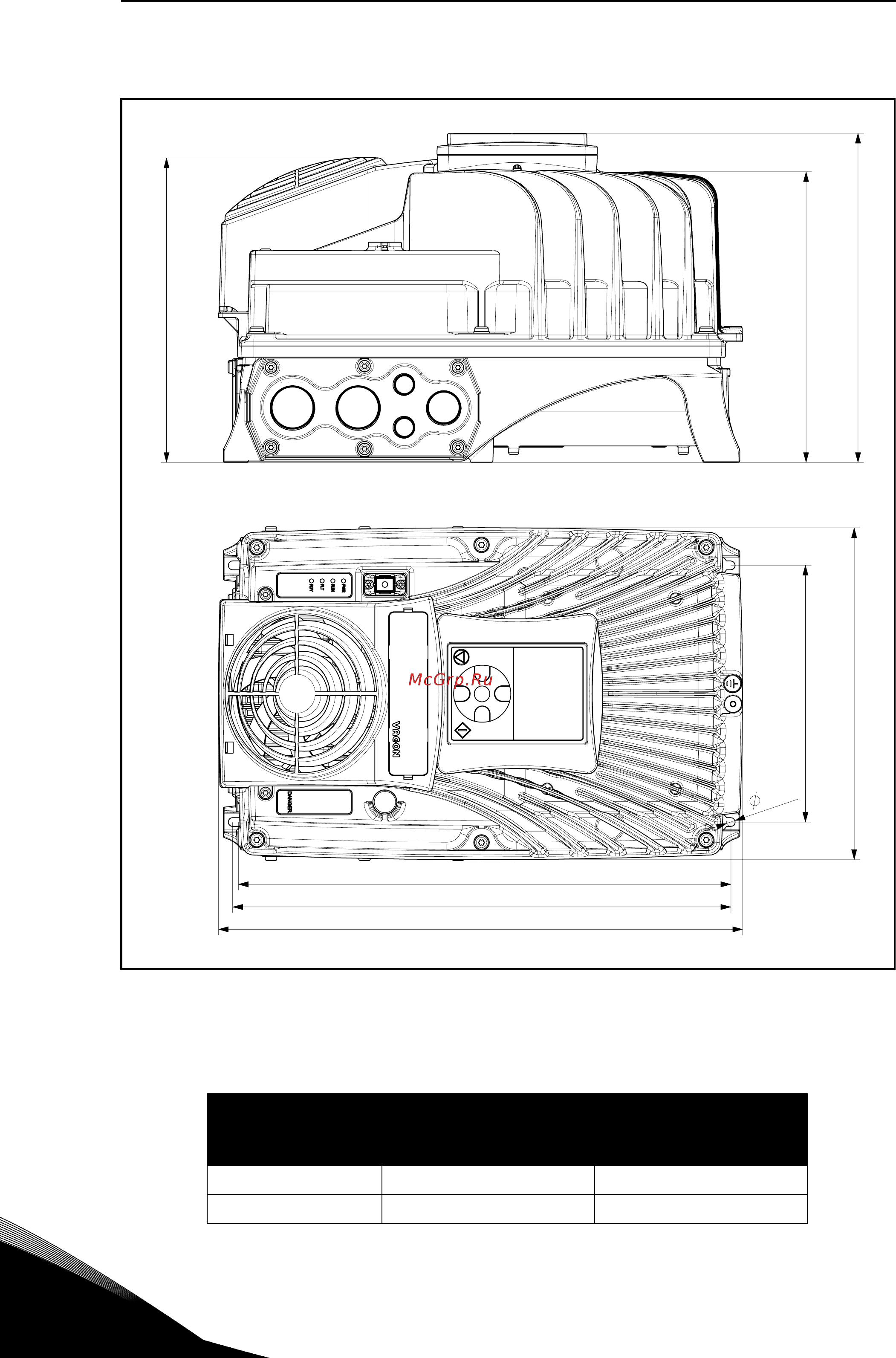 Vacon VACON0100-3L-0072-4-X [24/120] Рисунок 12 габаритные размеры преобразователя vacon 100 x mm5