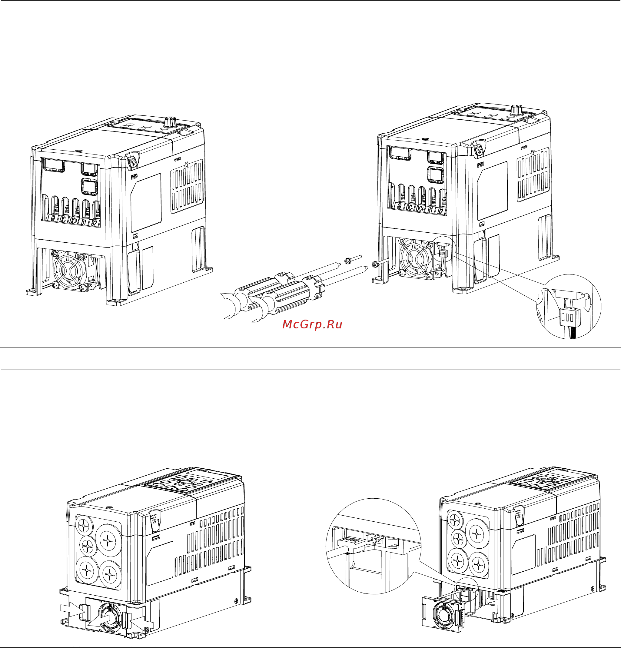 Delta Electronics VFD037CB43A-20 [58/363] Press the tabs on both side of the fan to successfully remove the fan the arrow