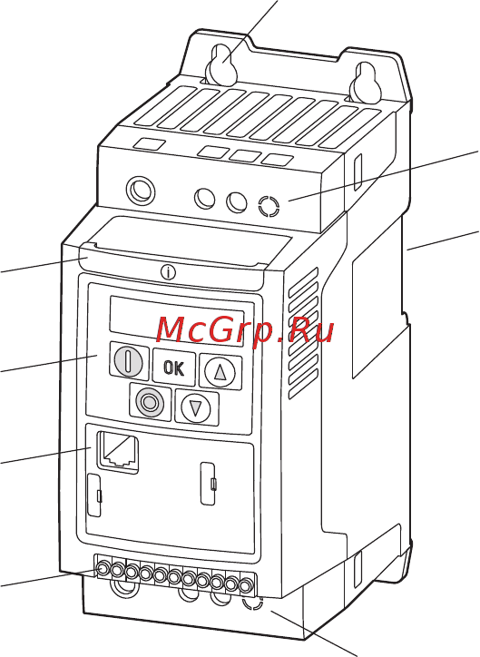 Eaton Powerware DC1-S24D3FN-A66N [22/192] На следующем рисунке представлена компоновочная схема преобразователей частоты dc1 различных типоразмеров