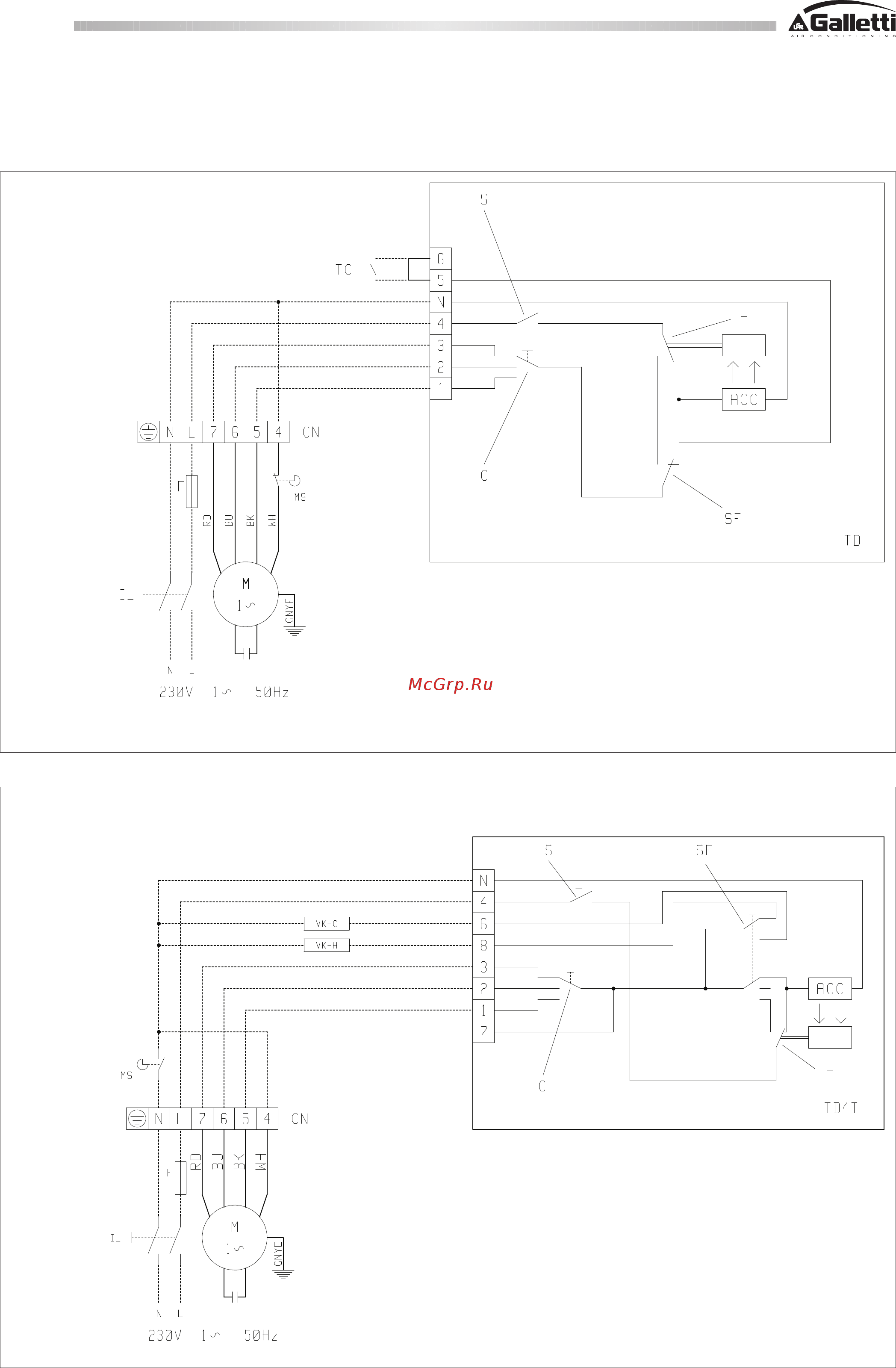 Galletti FLAT 10 [14/20] Соединительные электросхемы
