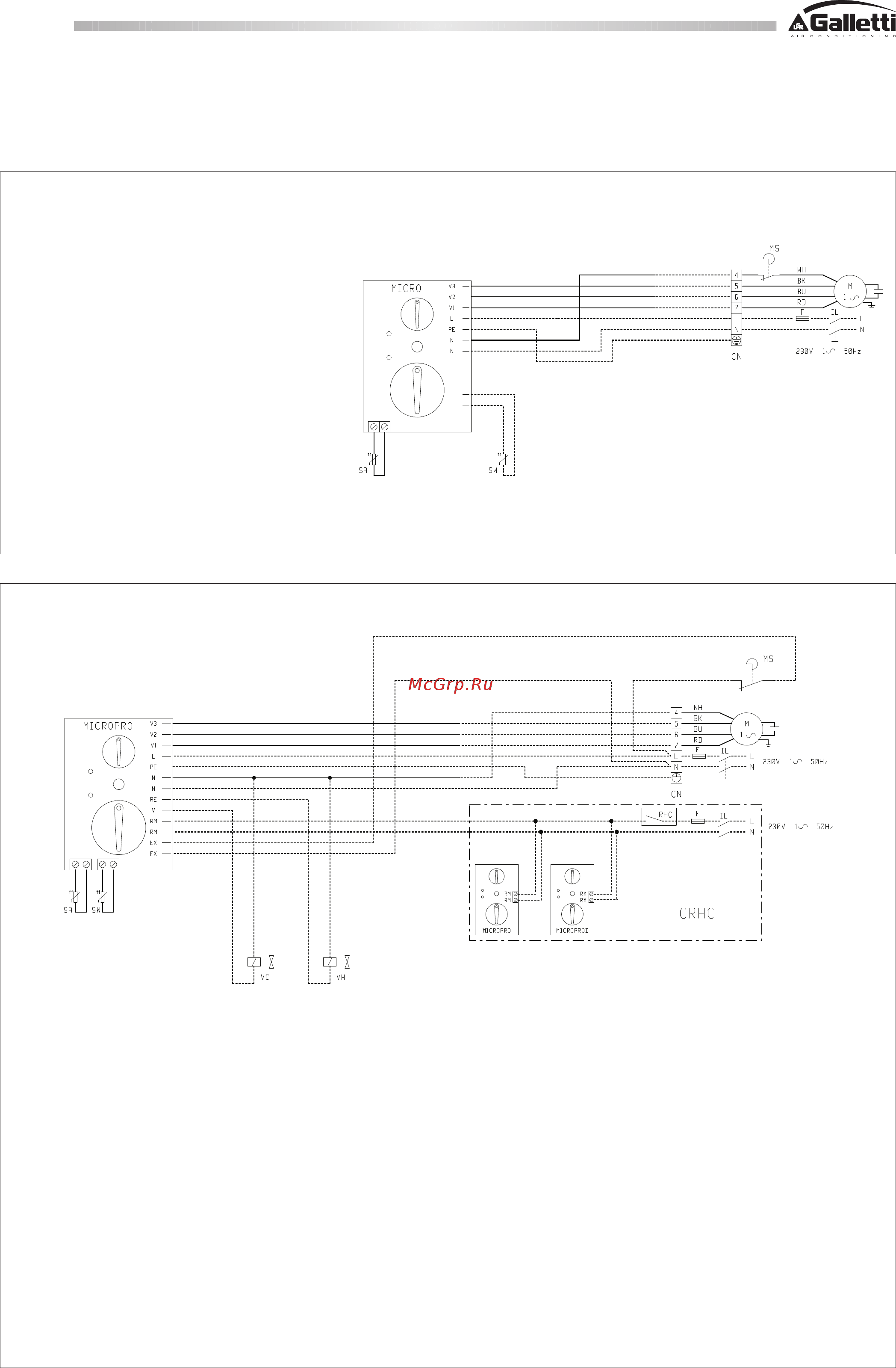 Galletti FLAT 10 [15/20] Соединительные электросхемы