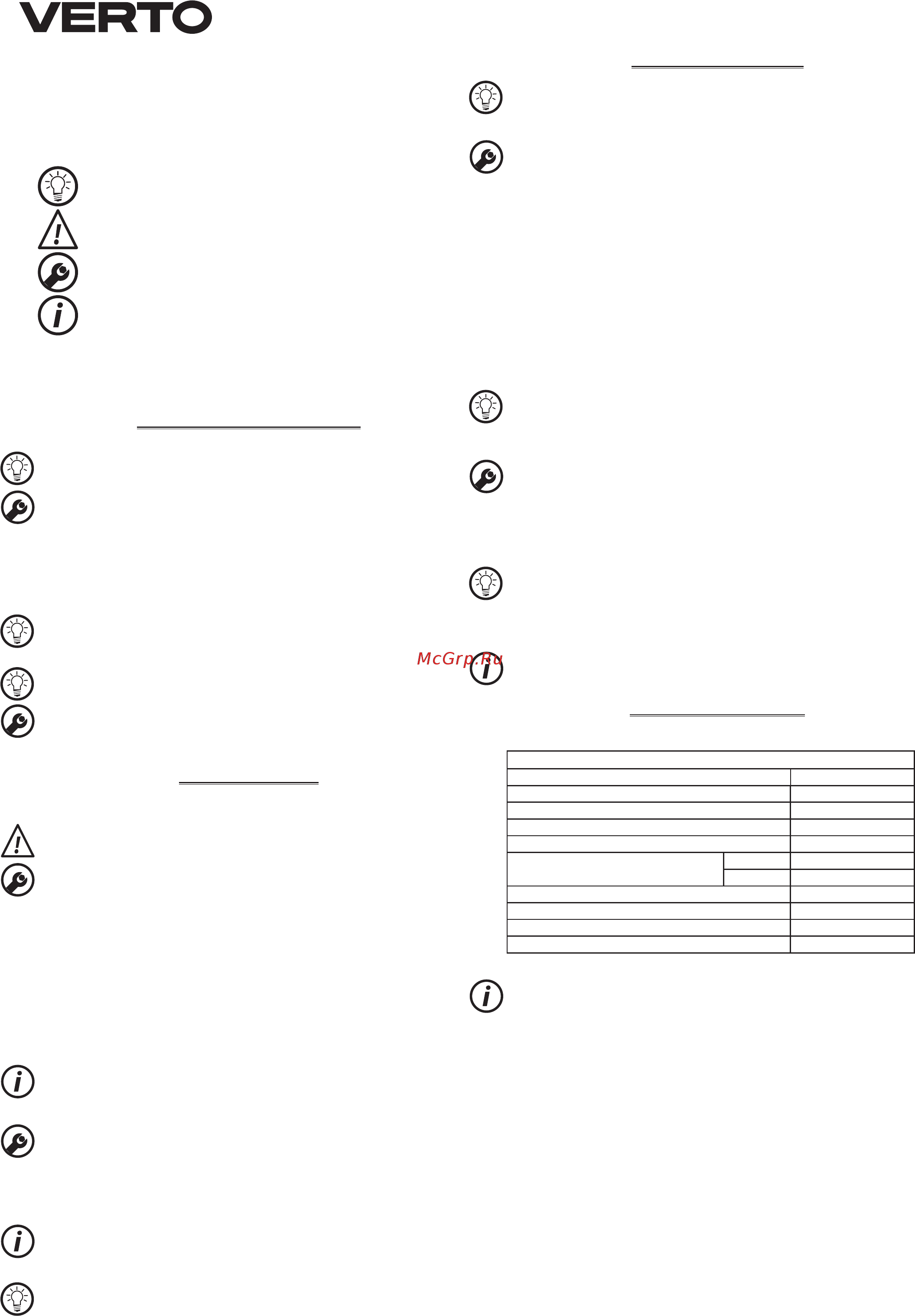 Verto 52G166 [42/48] Parametros técnicos