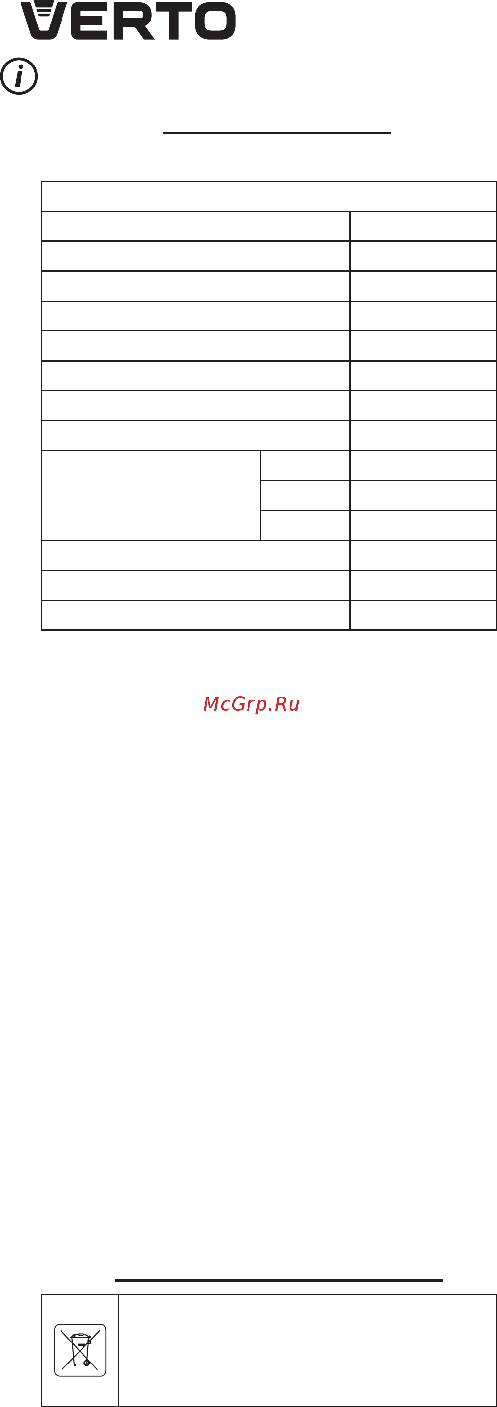 Verto 50G527 [40/64] Technické parametry
