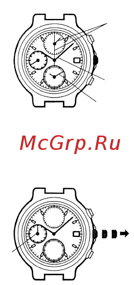 Orient TT0N004B [3/14] Установка времени и настройка положения стрелок секудомера стрелки для отображения времени и стрелки секундомера