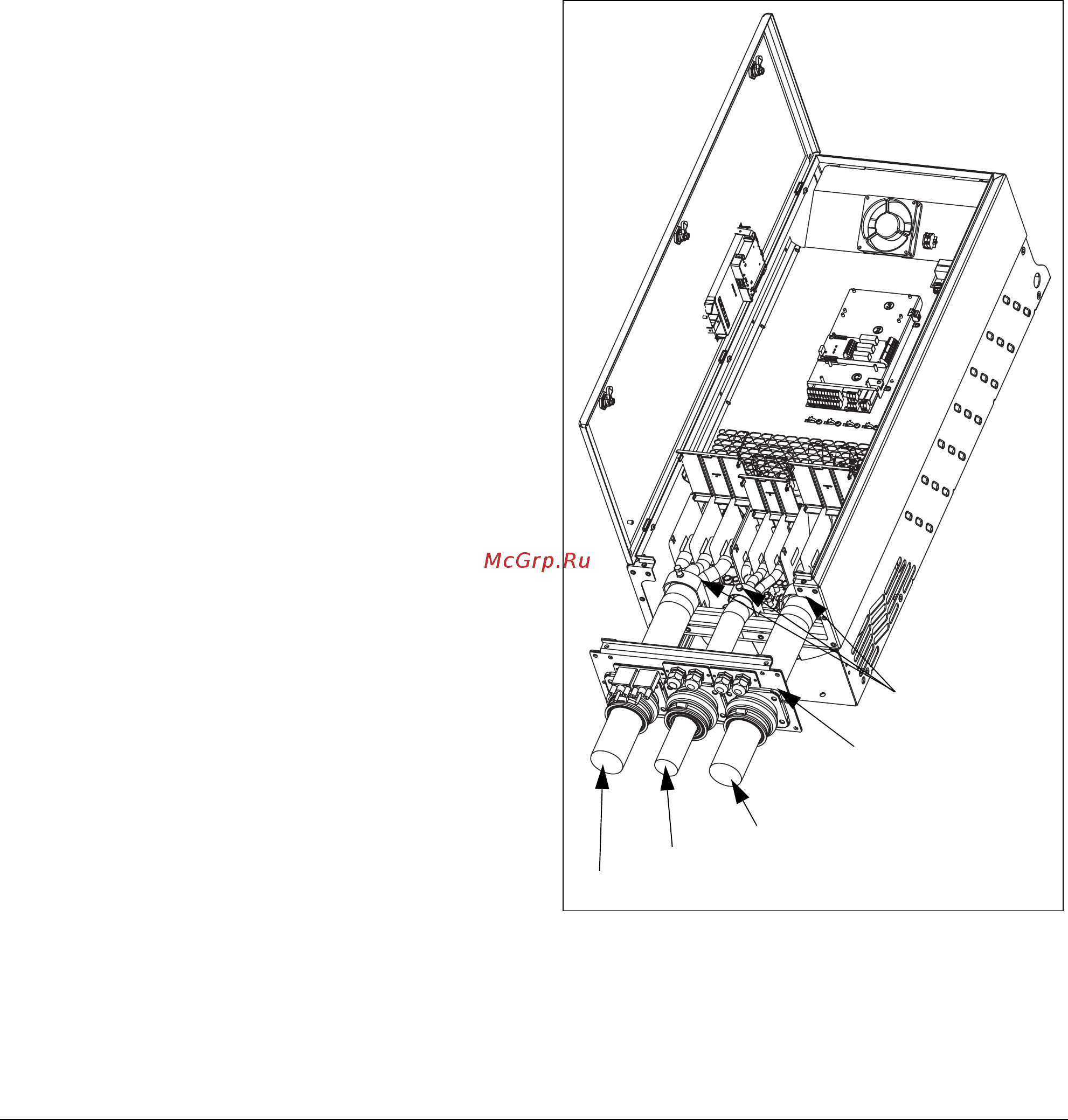 Emotron FDU48-375-20 [35/260] Подключение кабелей двигателя и силового питания к моделям небольших типоразмеров корпуса