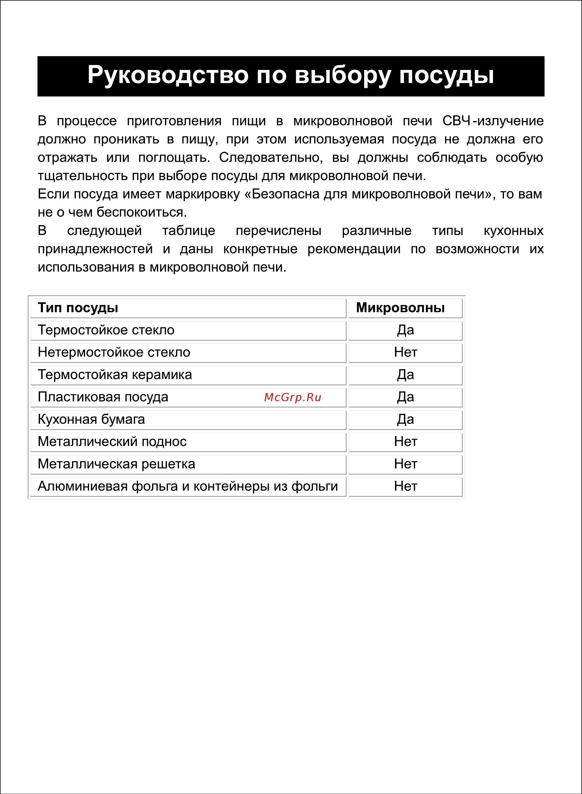 Sinbo SMO 3659 [10/24] Руководство по выбору посуды