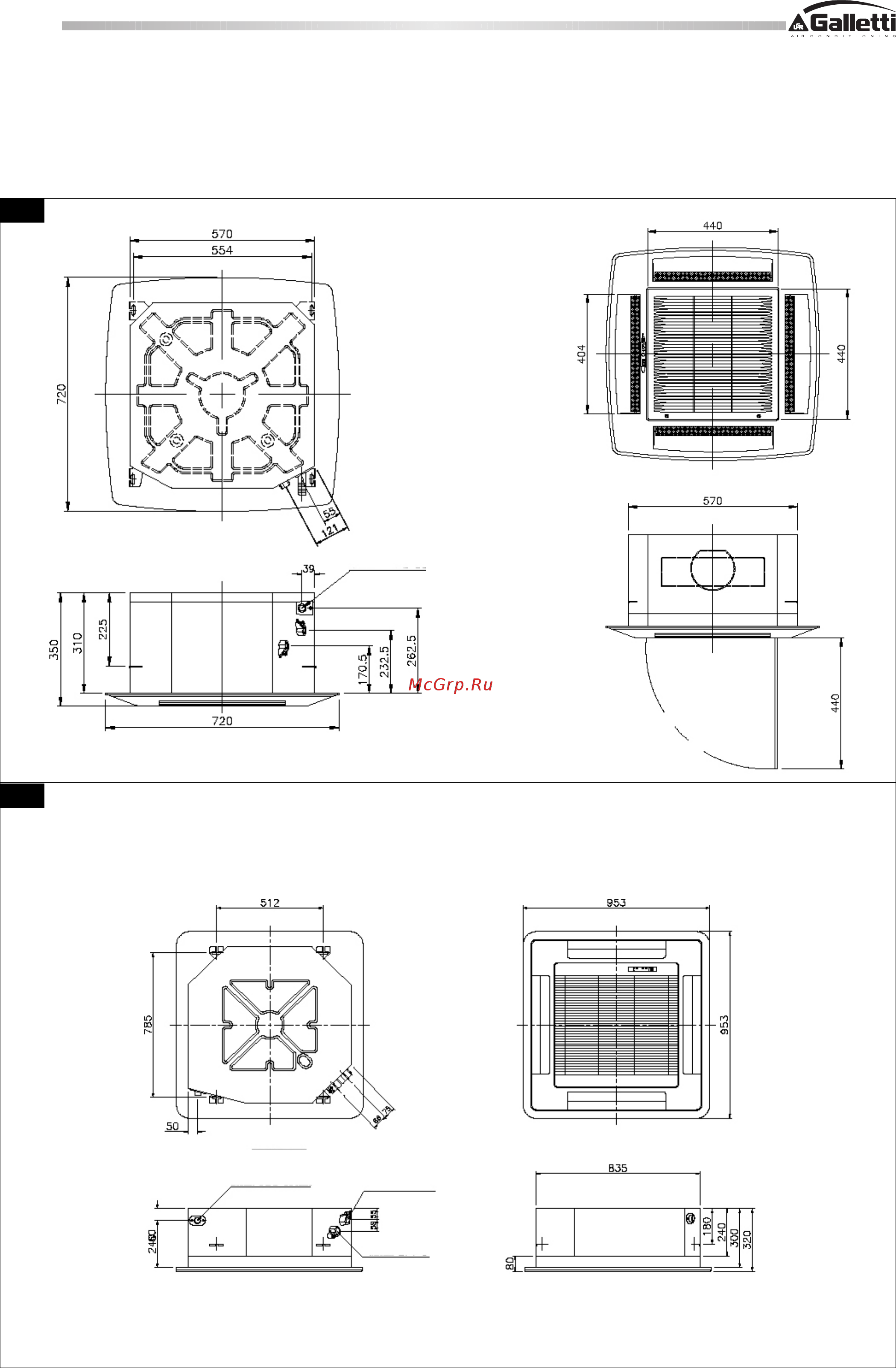 Galletti CSW T 489 [5/16] Dati dimensionali