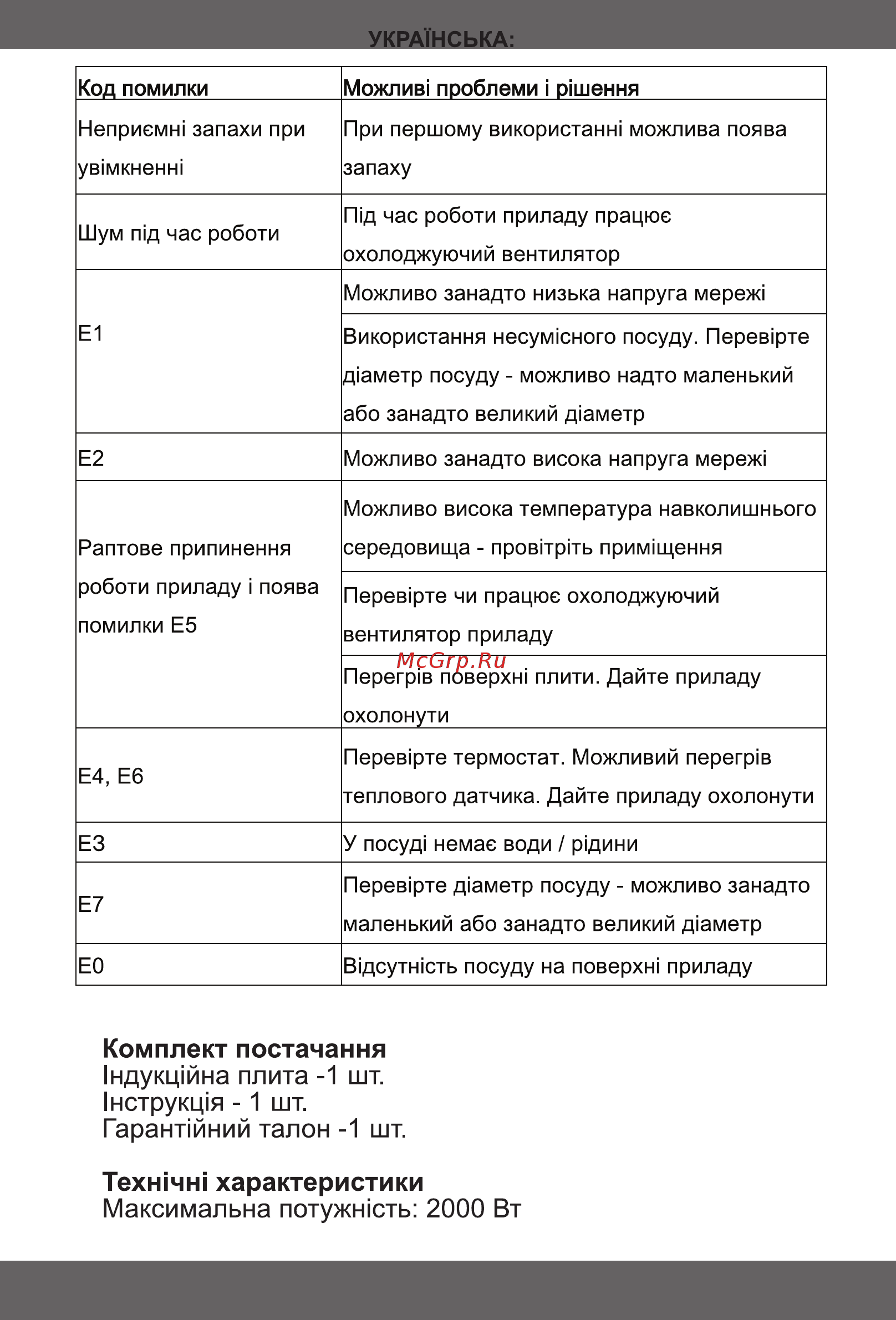 Magio MG-446 [10/29] Комплект постачання 1ндукц1йна плита 1 шт 1нструкц я 1 шт гаранлйний талон 1 шт