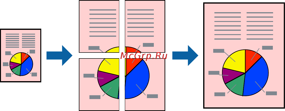 Epson L3101 [31/122] Печать одного изображения на нескольких листах для увеличения создания плаката