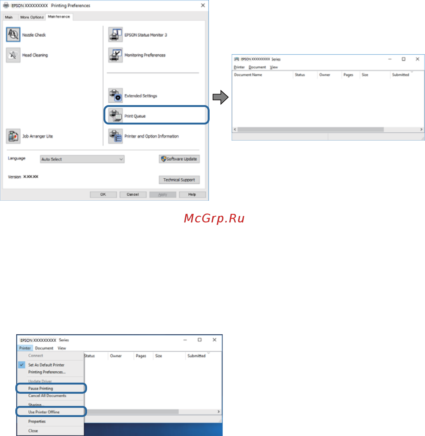 Epson L3101 [93/122] Проверка состояния принтера с компьютера windows