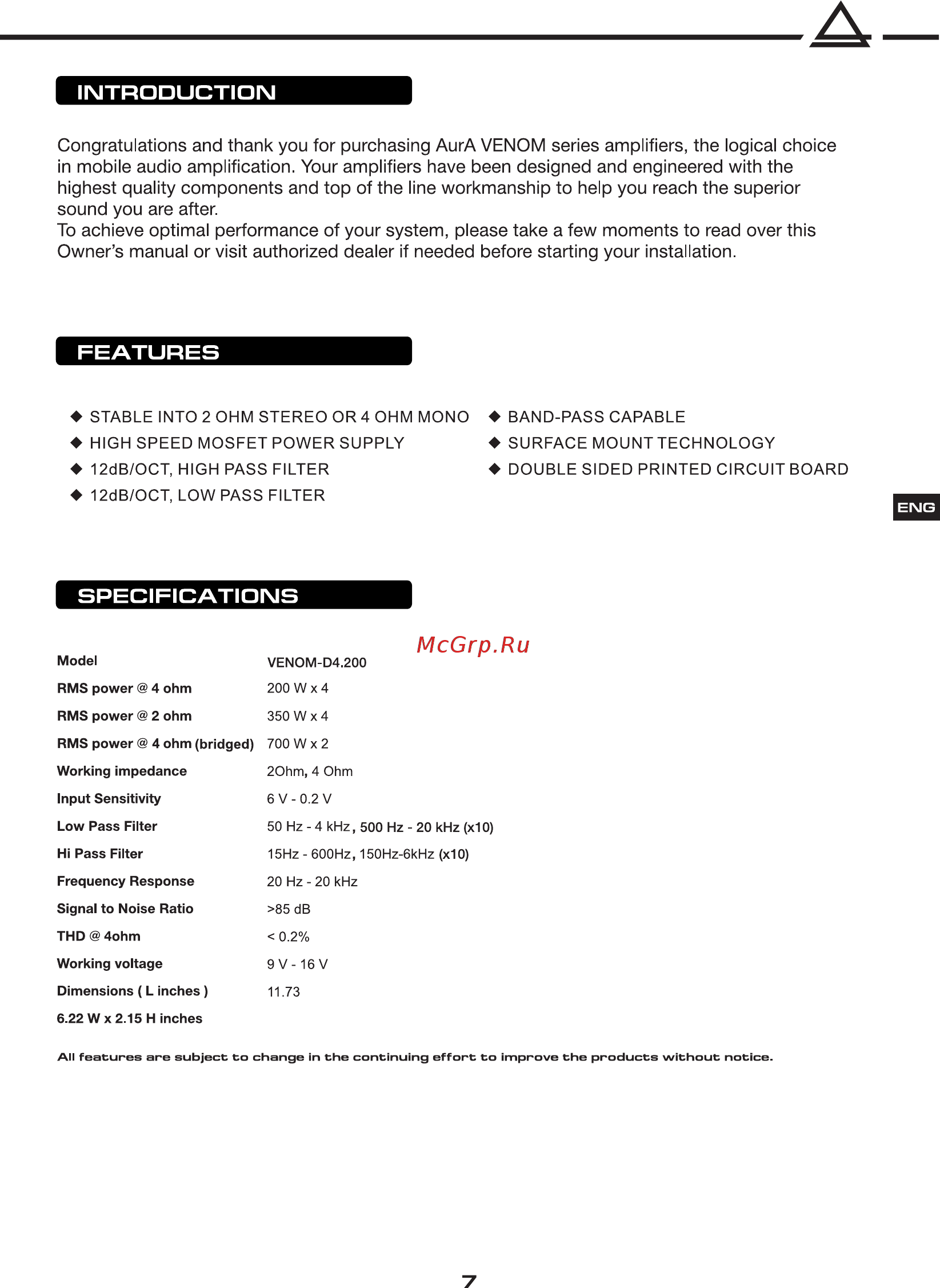 Aura VENOM-D4.200 [9/14] Stable into 2 ohm stereo or 4 ohm mono