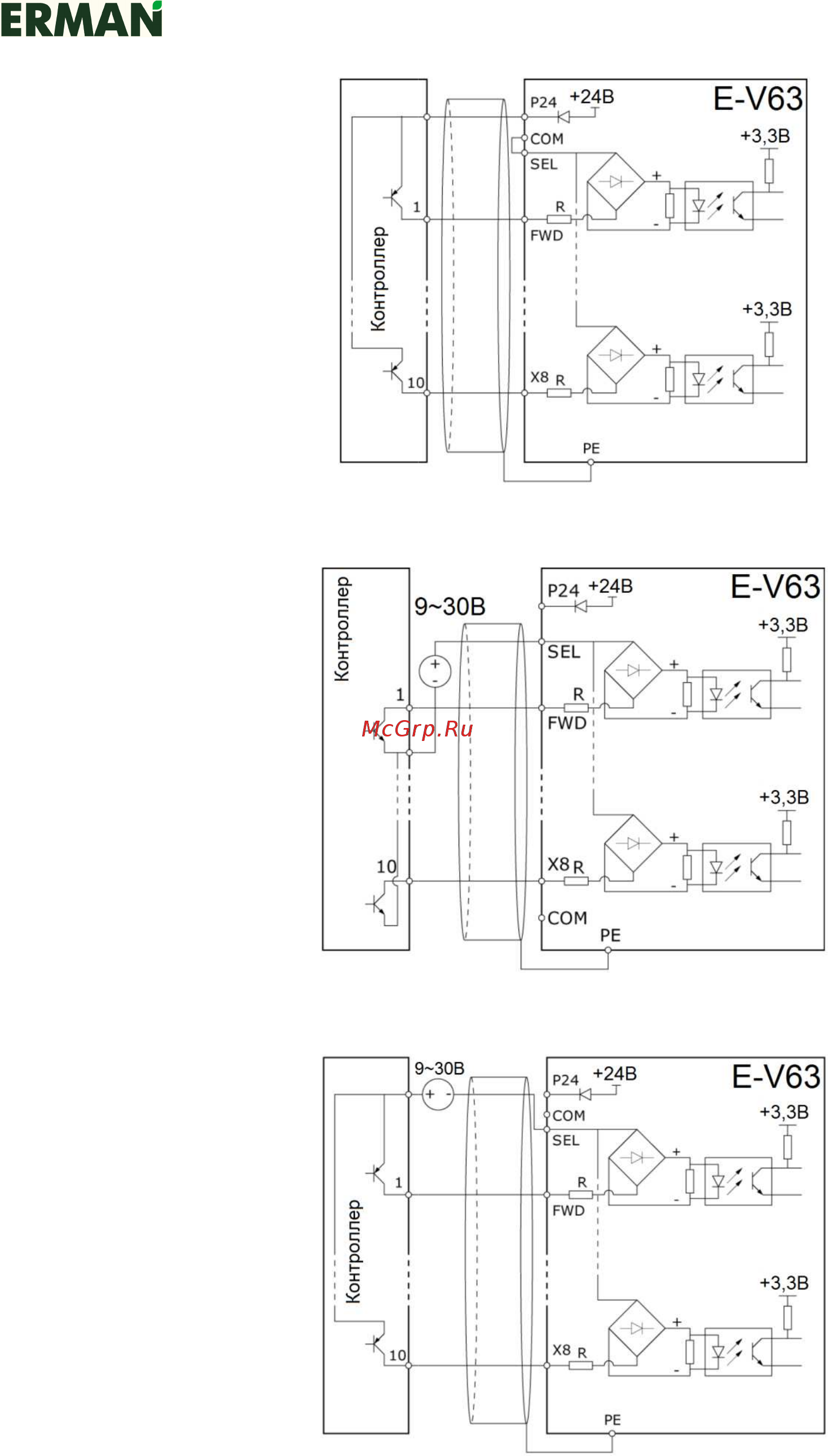 Erman E-V63-045T4 [22/112] Подключение программируемых дискретных выходов y1 y2