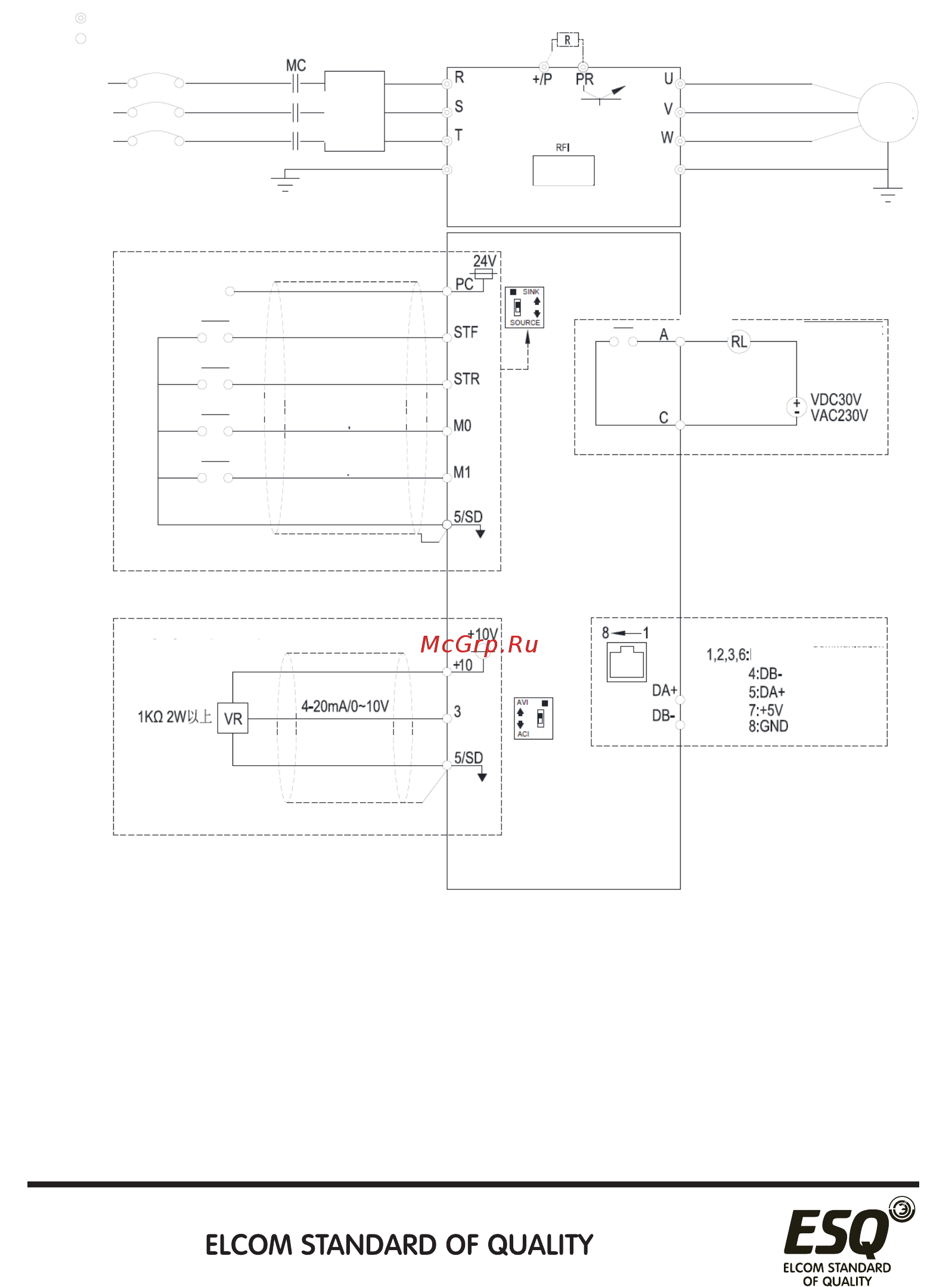 ESQ ESQ-A500-021-0.2K [24/195] Компоновка электропроводки клемм