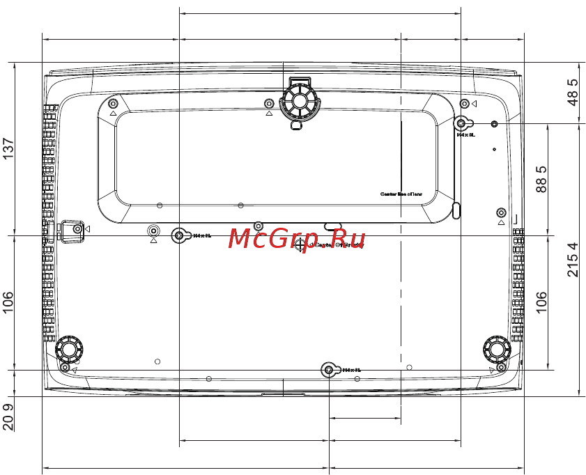Benq W2700 [14/42] Схема потолочного настенного монтажа