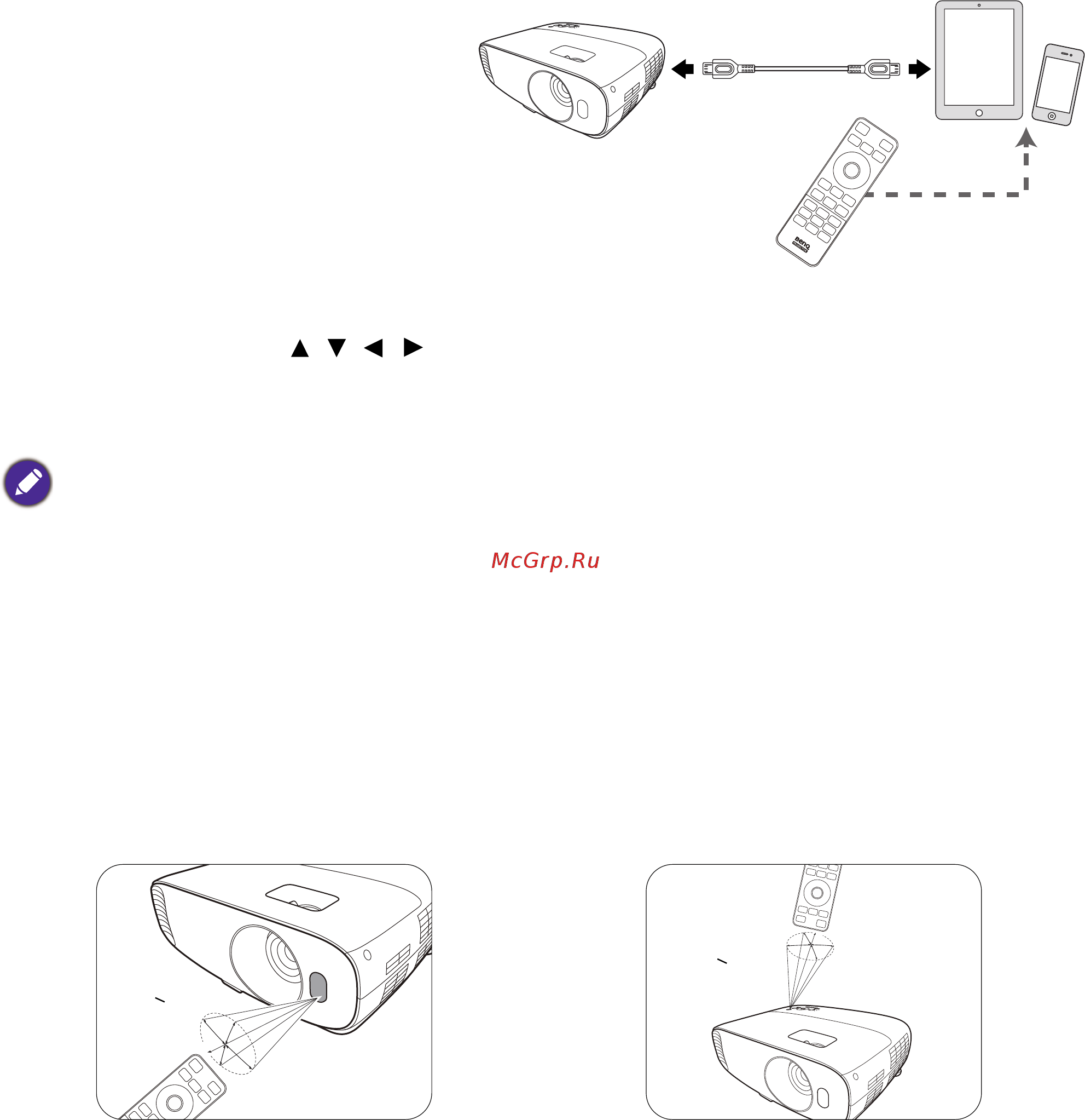 Benq MU641 [12/49] Рабочий диапазон пульта ду