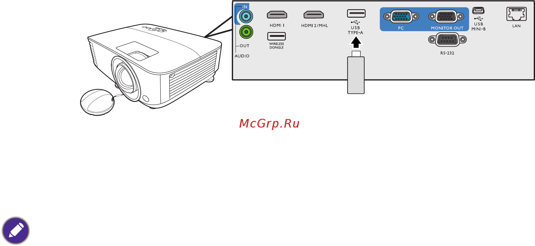 Benq MH733 [23/57] Подключение usb накопителя