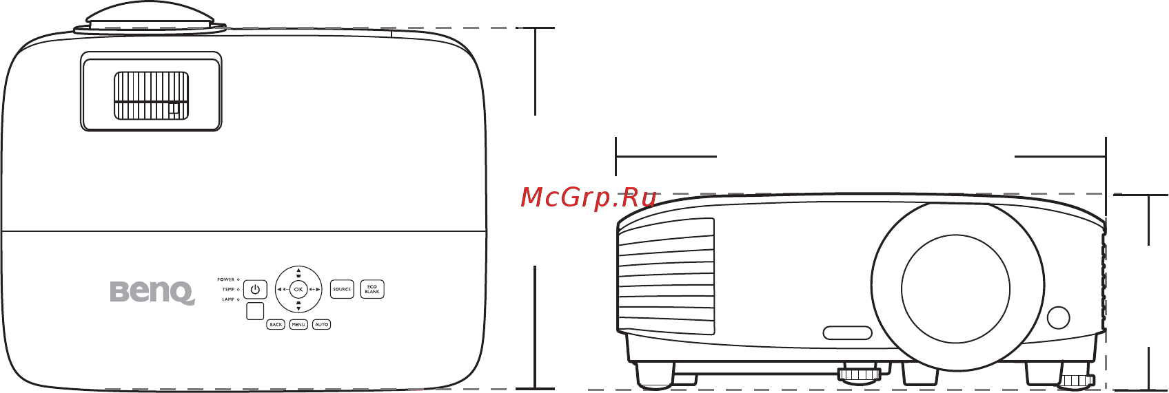 Benq MH733 [54/57] Габаритные размеры