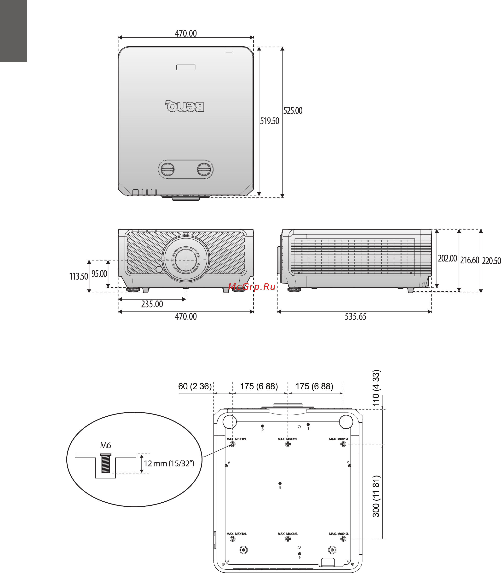 Benq LU9245 [72/83] Габаритные размеры