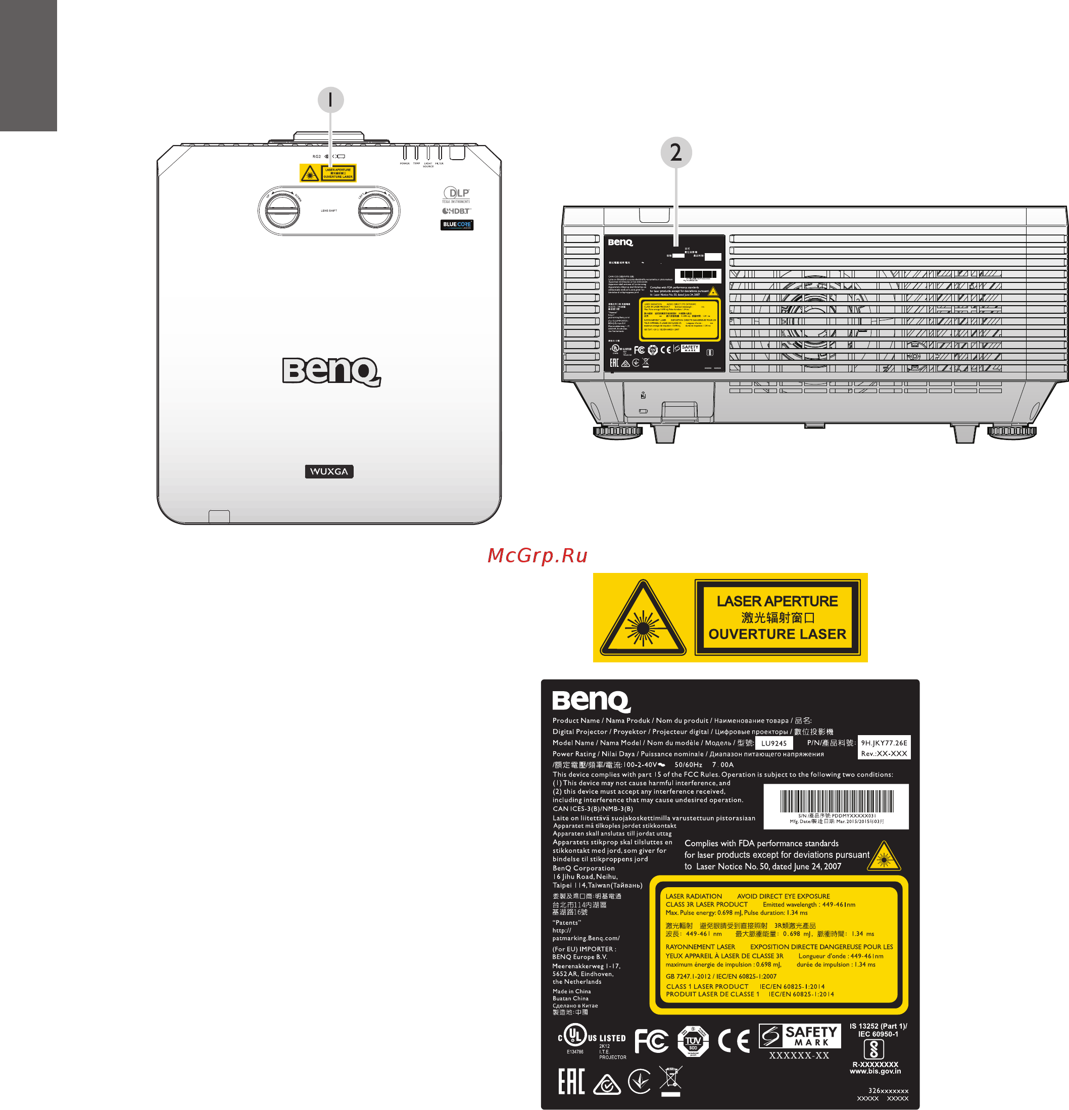 Benq LU9245 [8/83] Сведения об этикетках