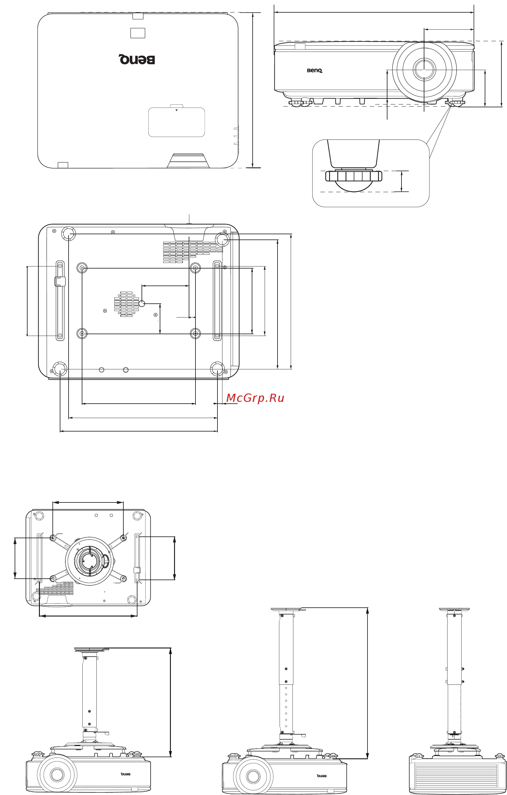Benq LU951 [48/56] Схема потолочного монтажа