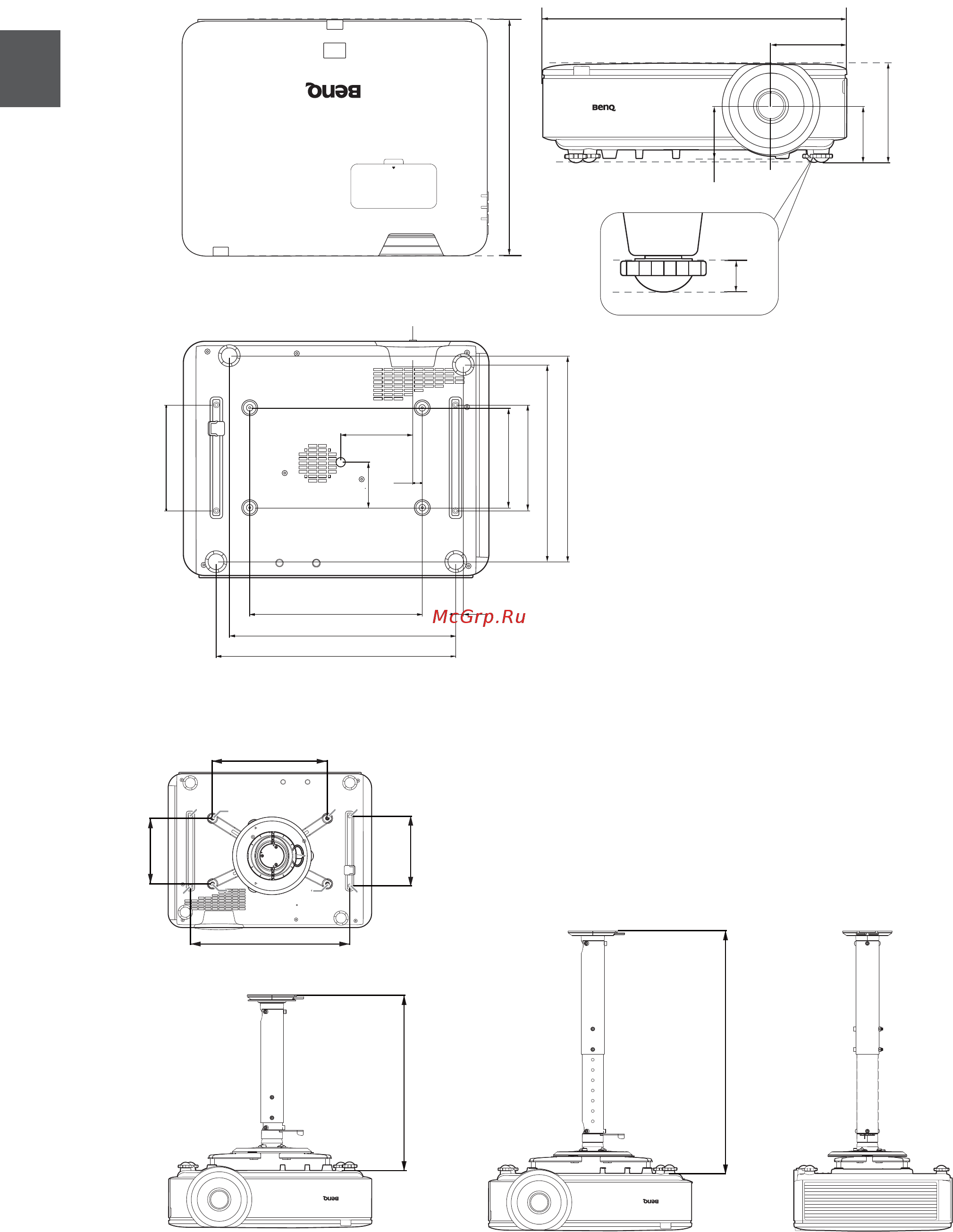Benq LU951 [38/142] 投影机尺寸