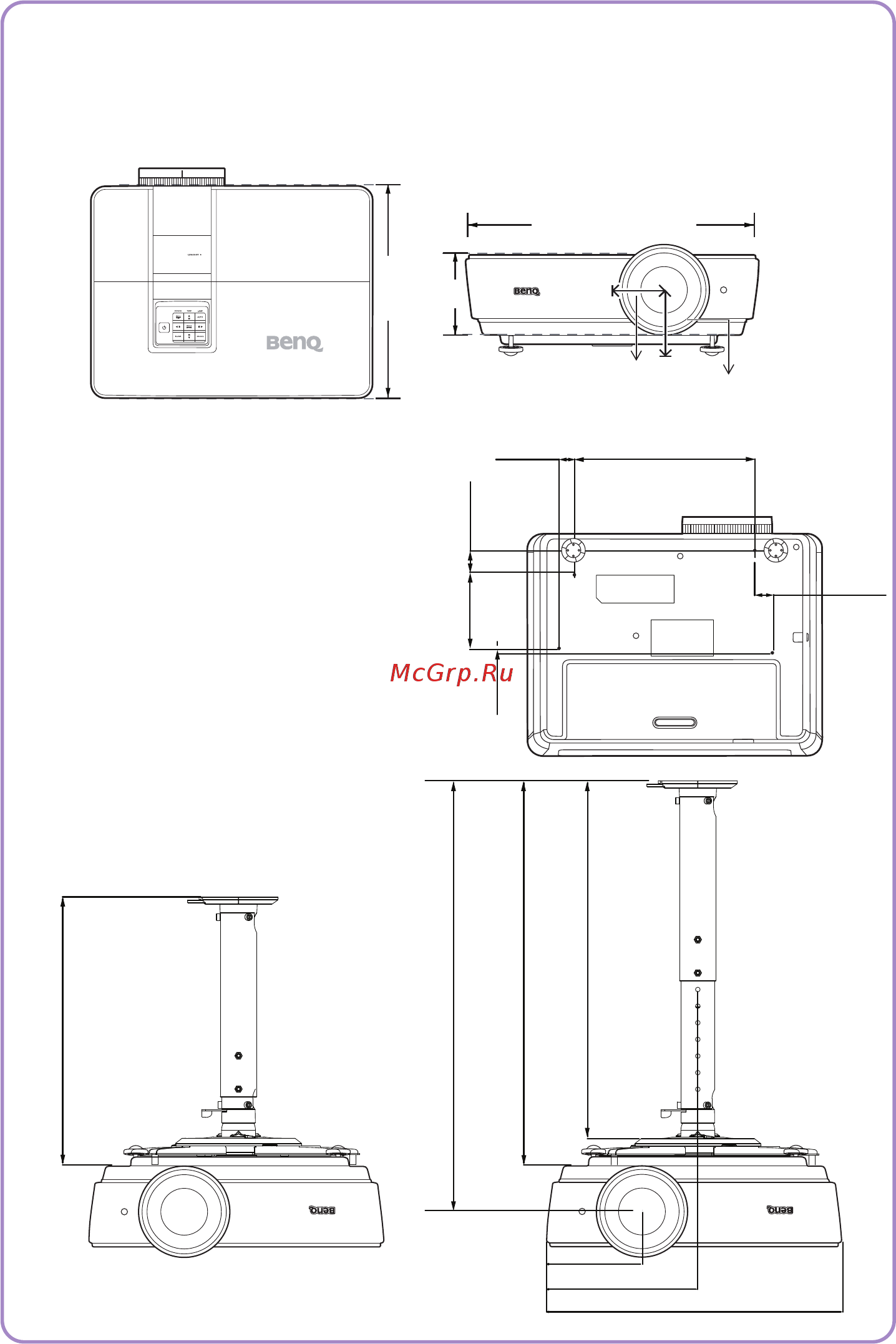 Benq SU931 [9/30] Ceiling mount screws m4 max l 25 mm min l 20 mm unit mm