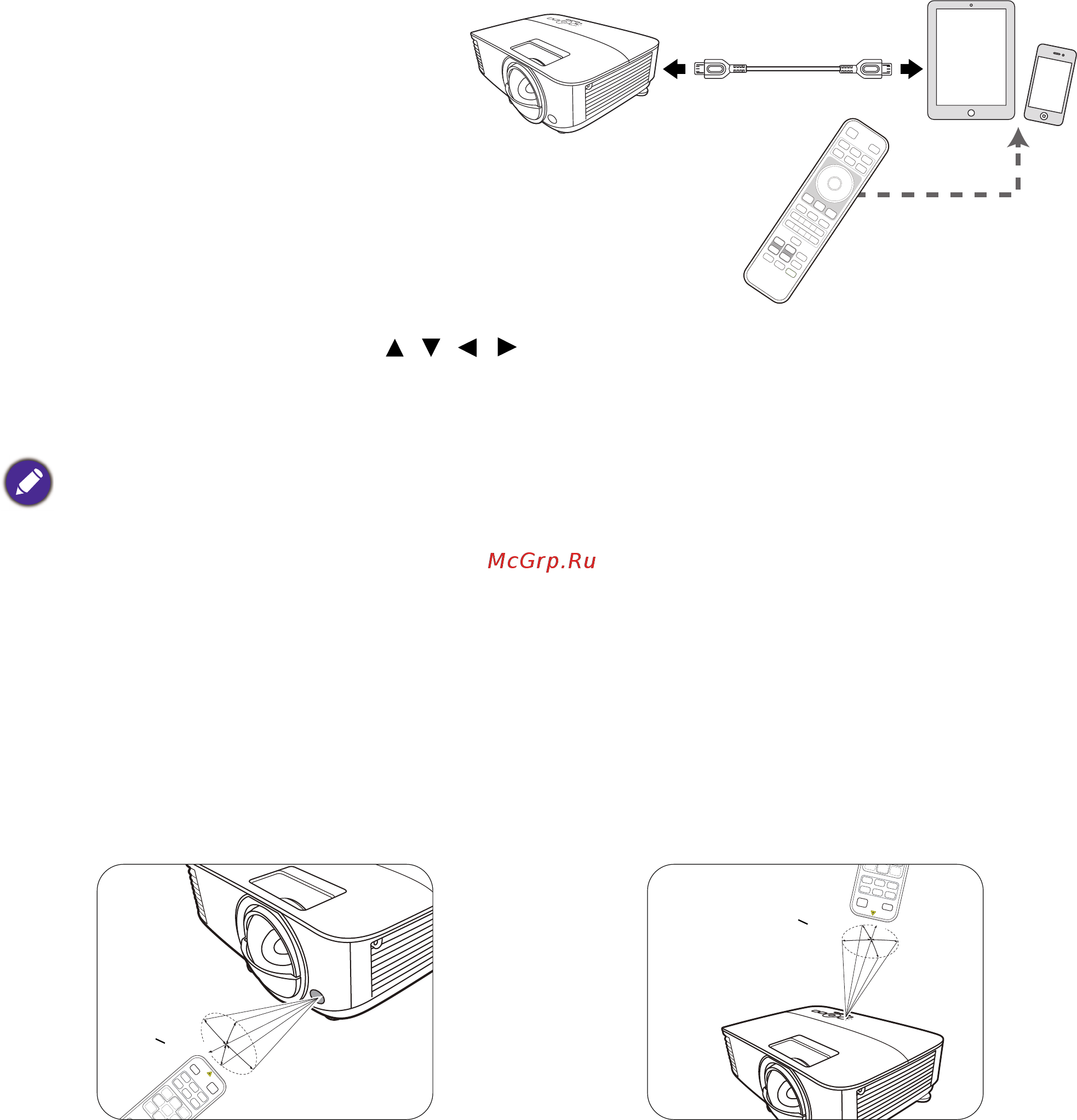 Benq MW826ST [11/50] Рабочий диапазон пульта ду