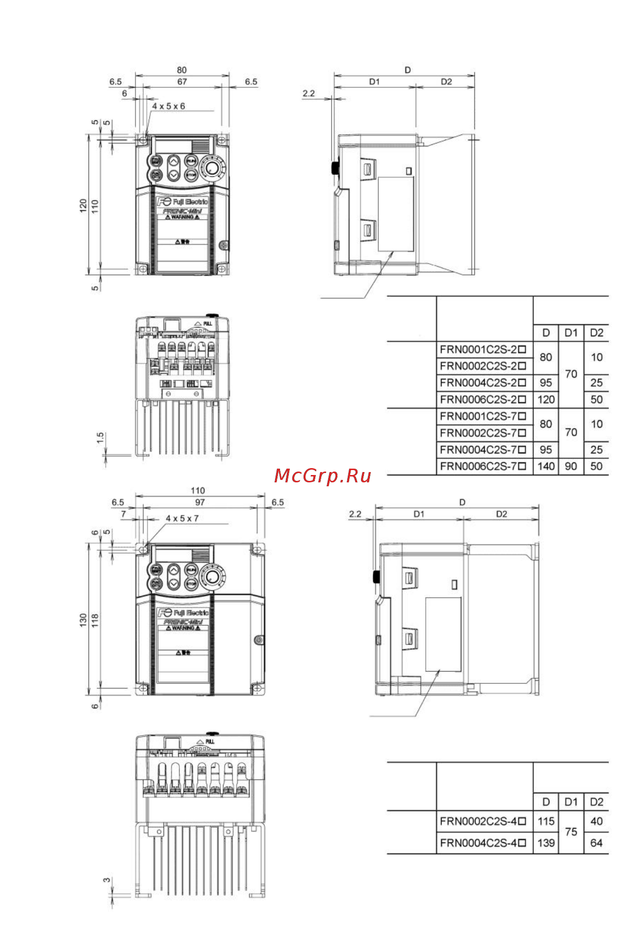Fuji Electric FRN0001C2S-7E [201/218] Наружные размеры
