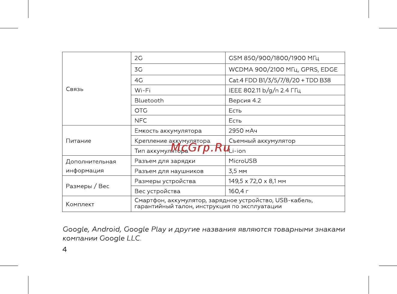 BQ BQ-6042L Magic E [6/72] Google android google play и другие названия являются товарными знаками компании google llc
