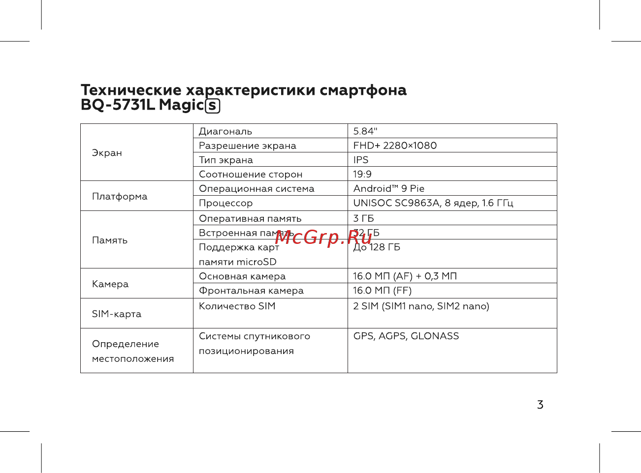 BQ BQ-5731L Magic S [5/72] Технические характеристики смартфона bq 5731l magic