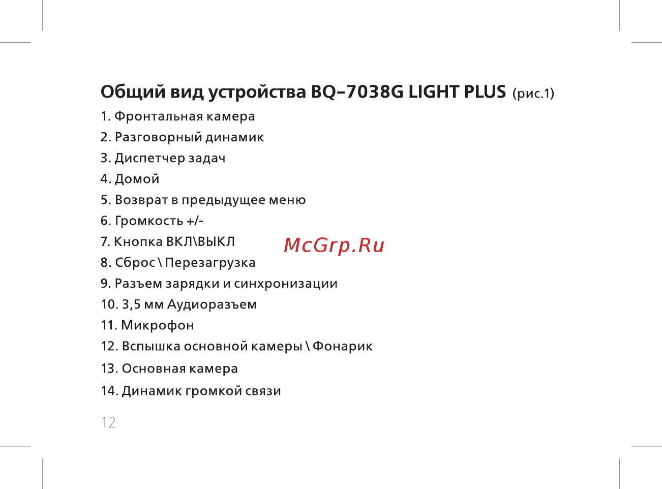 BQ BQ-7038G Light Plus [14/44] Общий вид устройства bq 7038g light plus