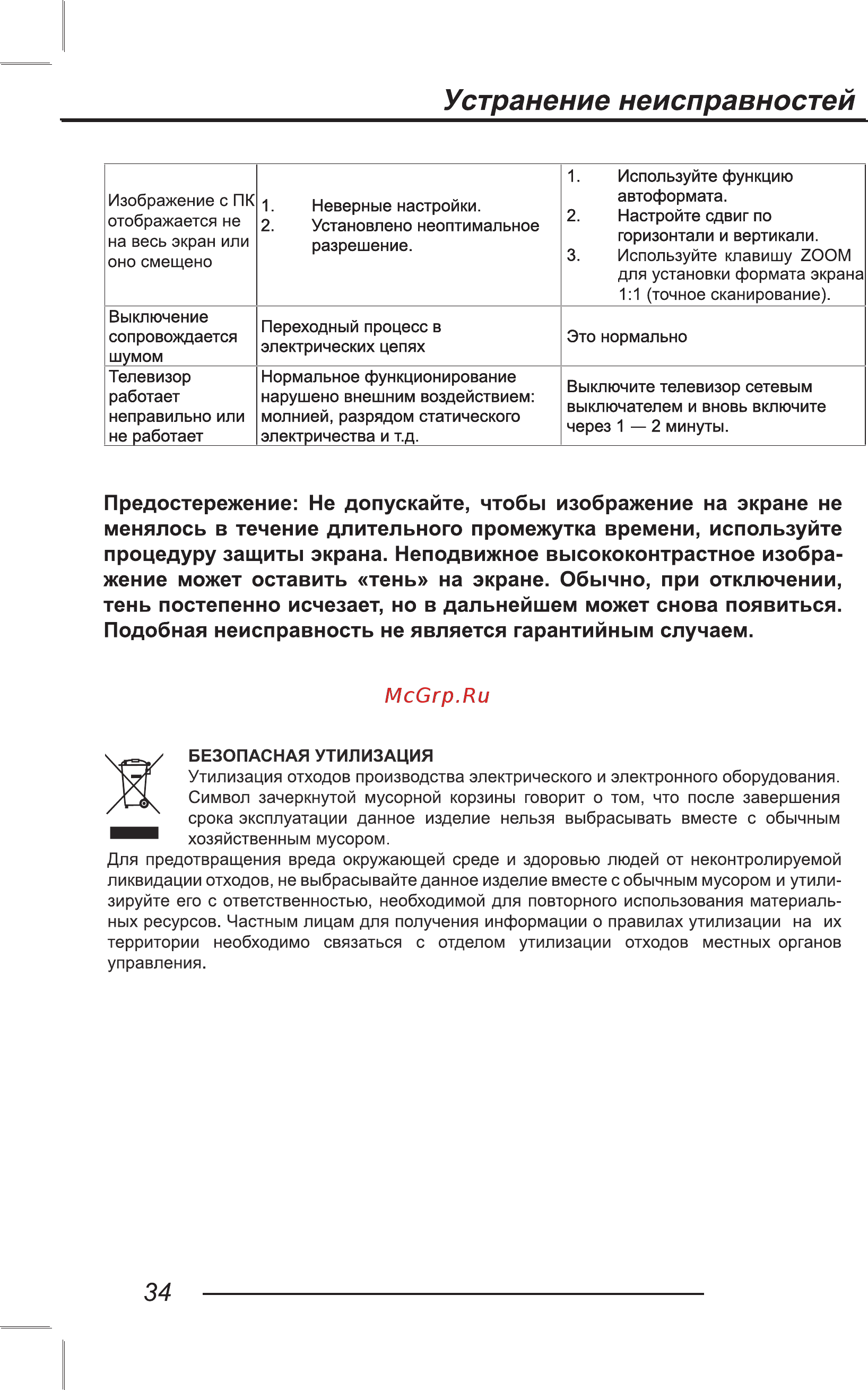 AMCV LE-32ZTH07 [36/40] Устранение неисправностей