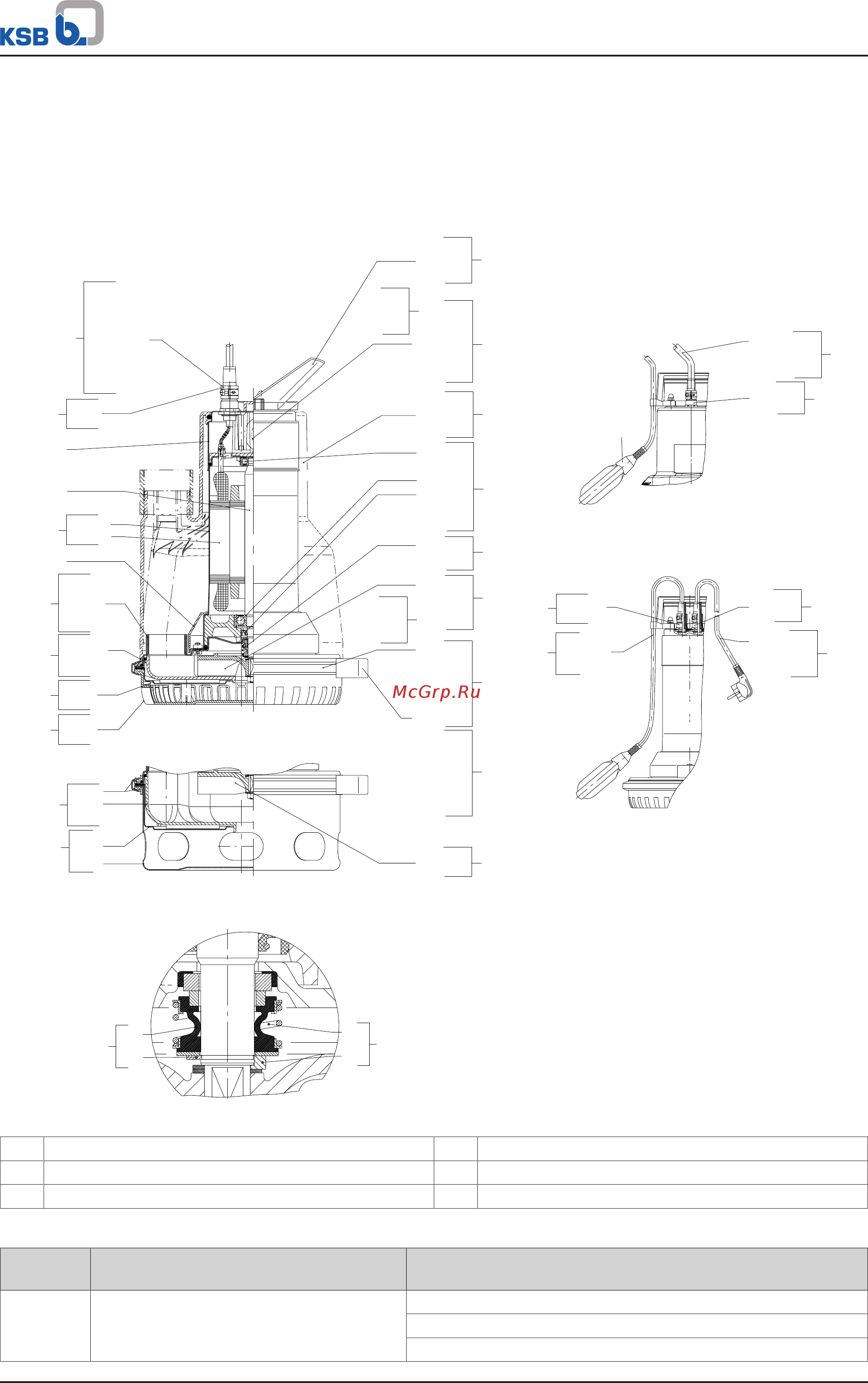KSB Ama-Drainer R 507 SD/10K [37/60] Чертеж общего вида со спецификацией деталей