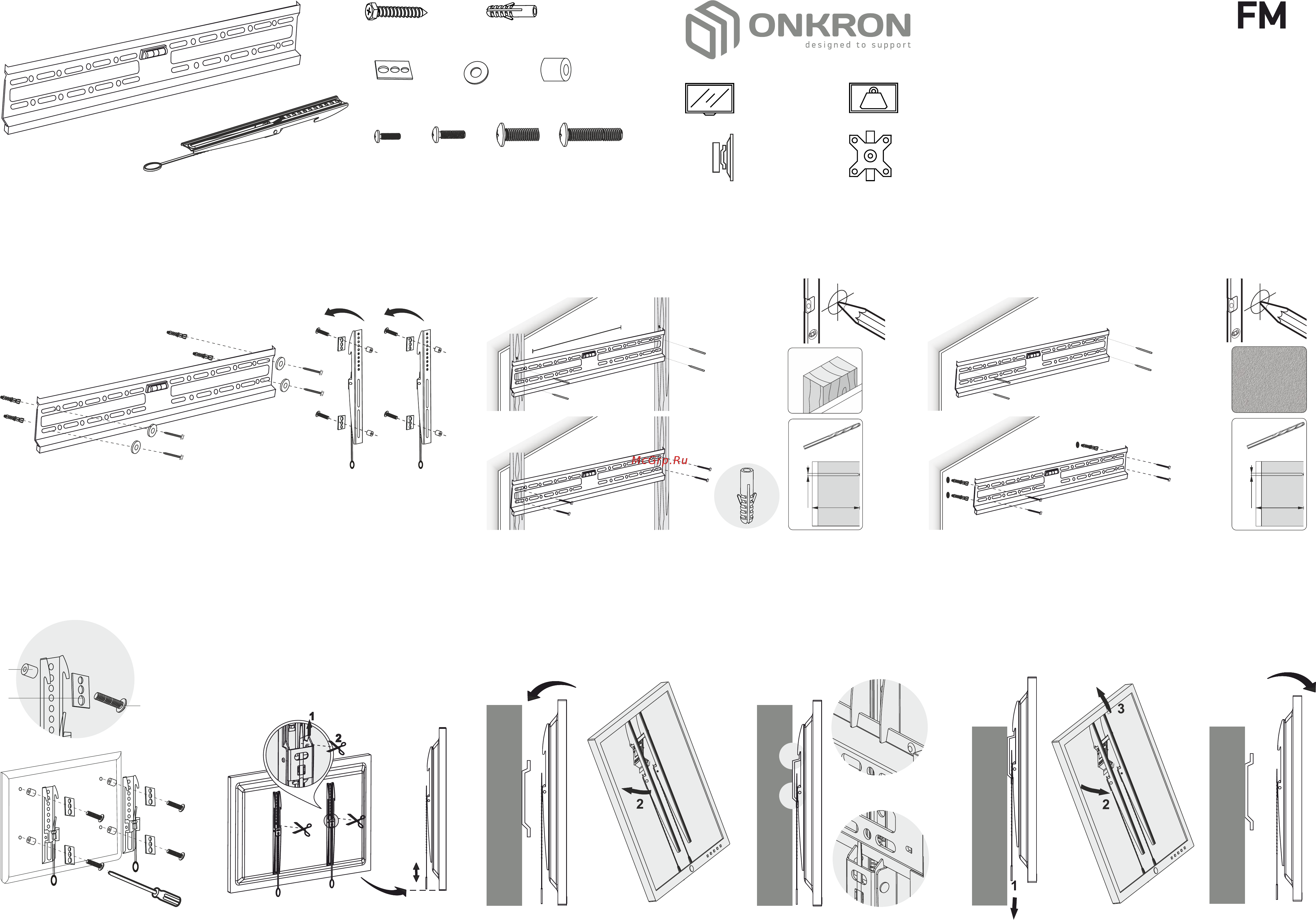 ONKRON FM3 [2/2] Установка крепления на деревянную стену