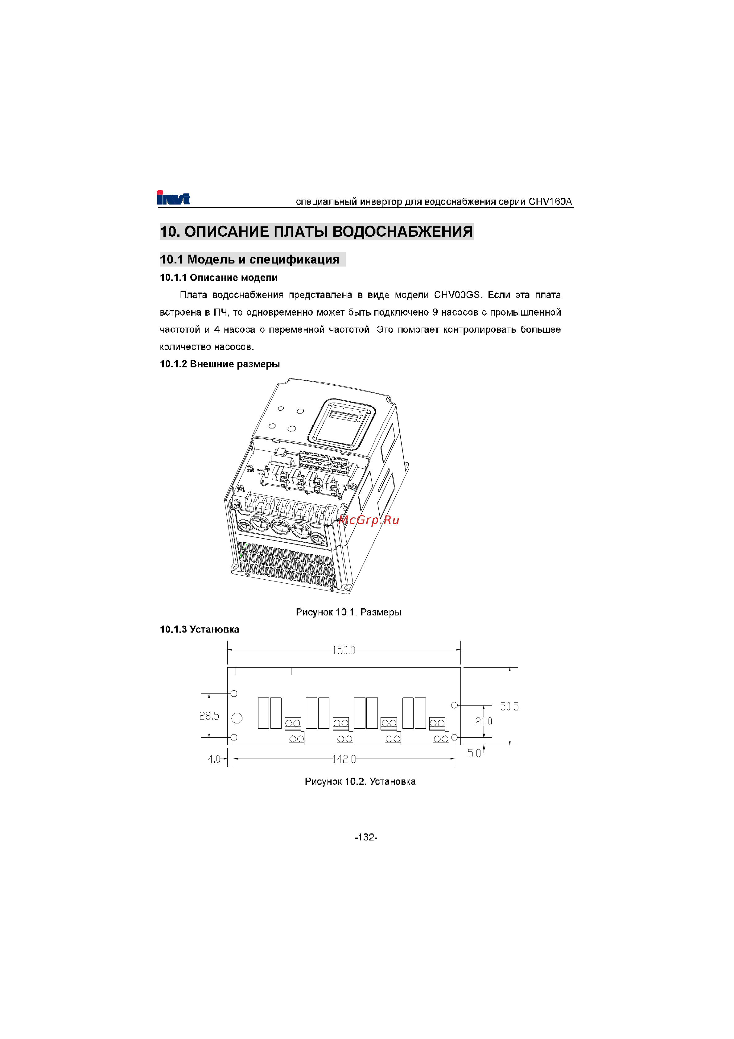 Invt CHV160A-022-4 [133/180] Описание платы водоснабжения