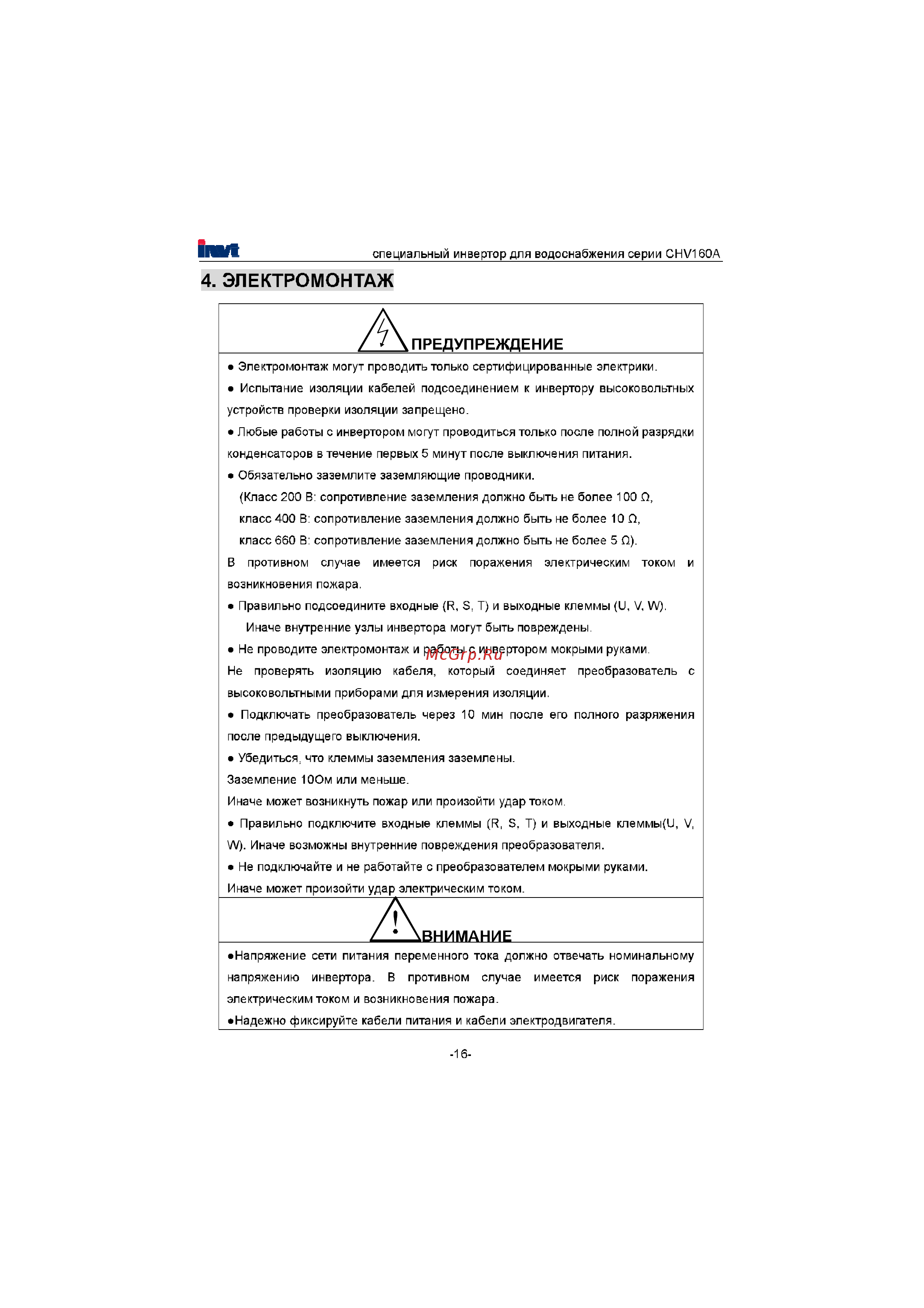 Invt CHV160A-022-4 [17/180] Электромонтаж